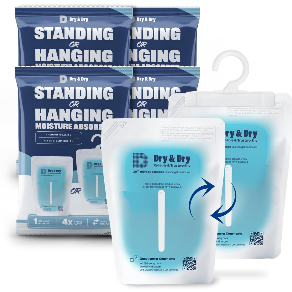 Dry & Dry 4 Packs Hybrid Moisture Absorbers To Control Excess Moisture For Basements, Closets, Bathrooms, Laundry Rooms   Moistu
