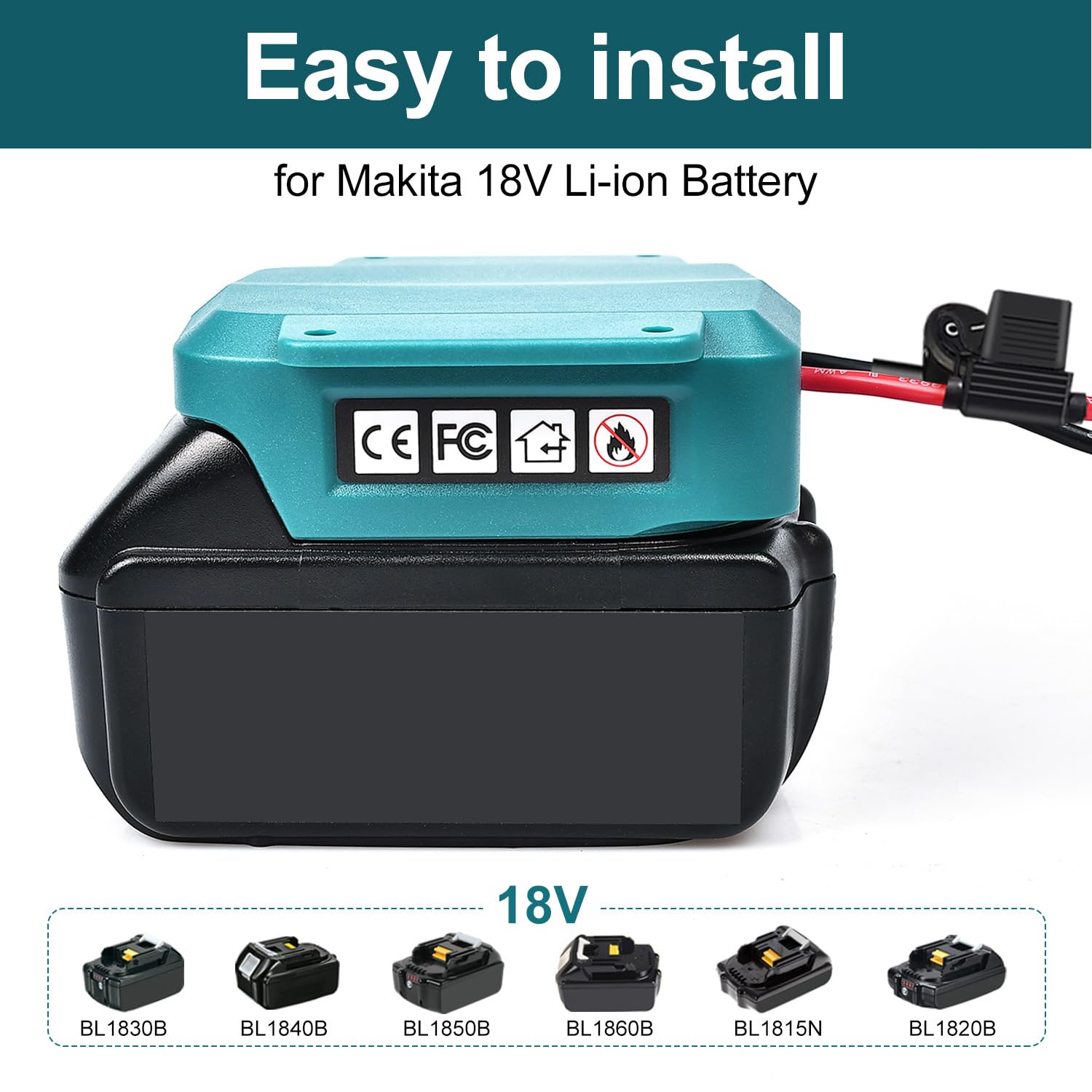 Qsdxnydc For Power Wheel Battery Adapter For Makita 18V Lxt Battery With Fuse&Switch 14 Awg Connector For Bl1850B,Bl1860B,Bl1830