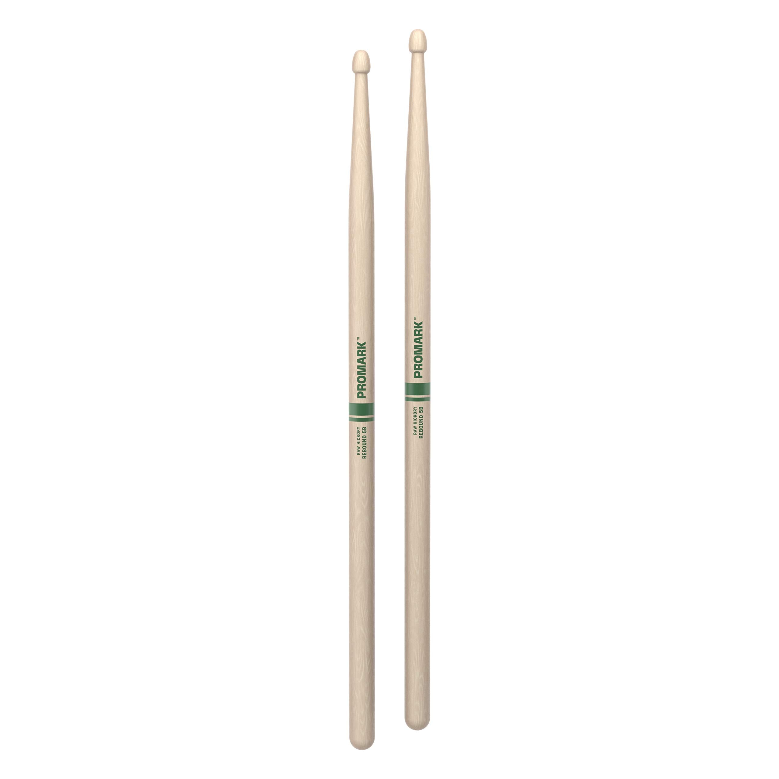 Promark Rebound 5B Raw Hickory Drumsticks, Acorn Wood Tip, One Pair