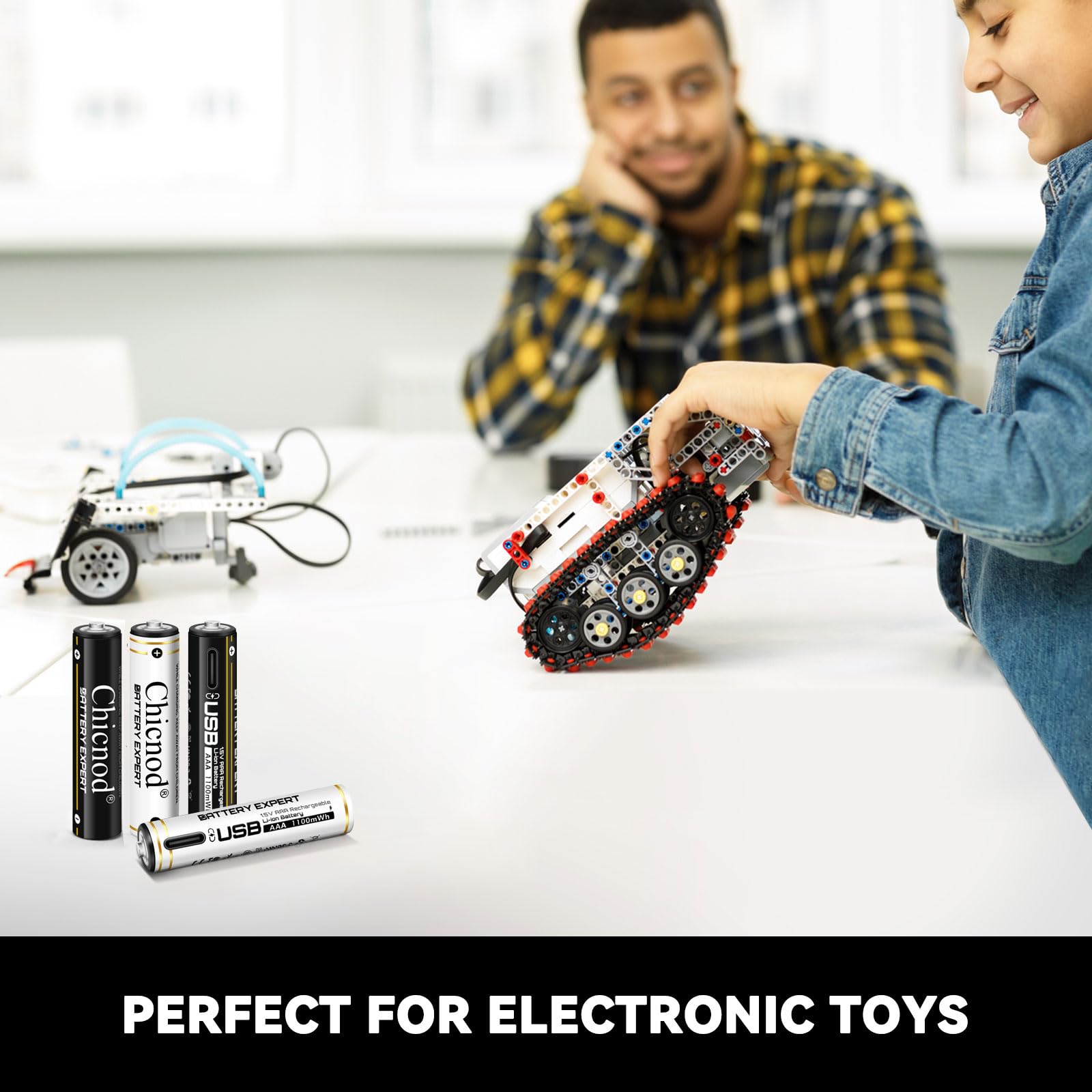 Chicnod 4-Pack Aaa Lithium Batteries, 1100Mwh, Rechargeable, 1.5H Fast Charge W/Type-C Cable, 1000+ Cycles, For Toys/Remote/Flas