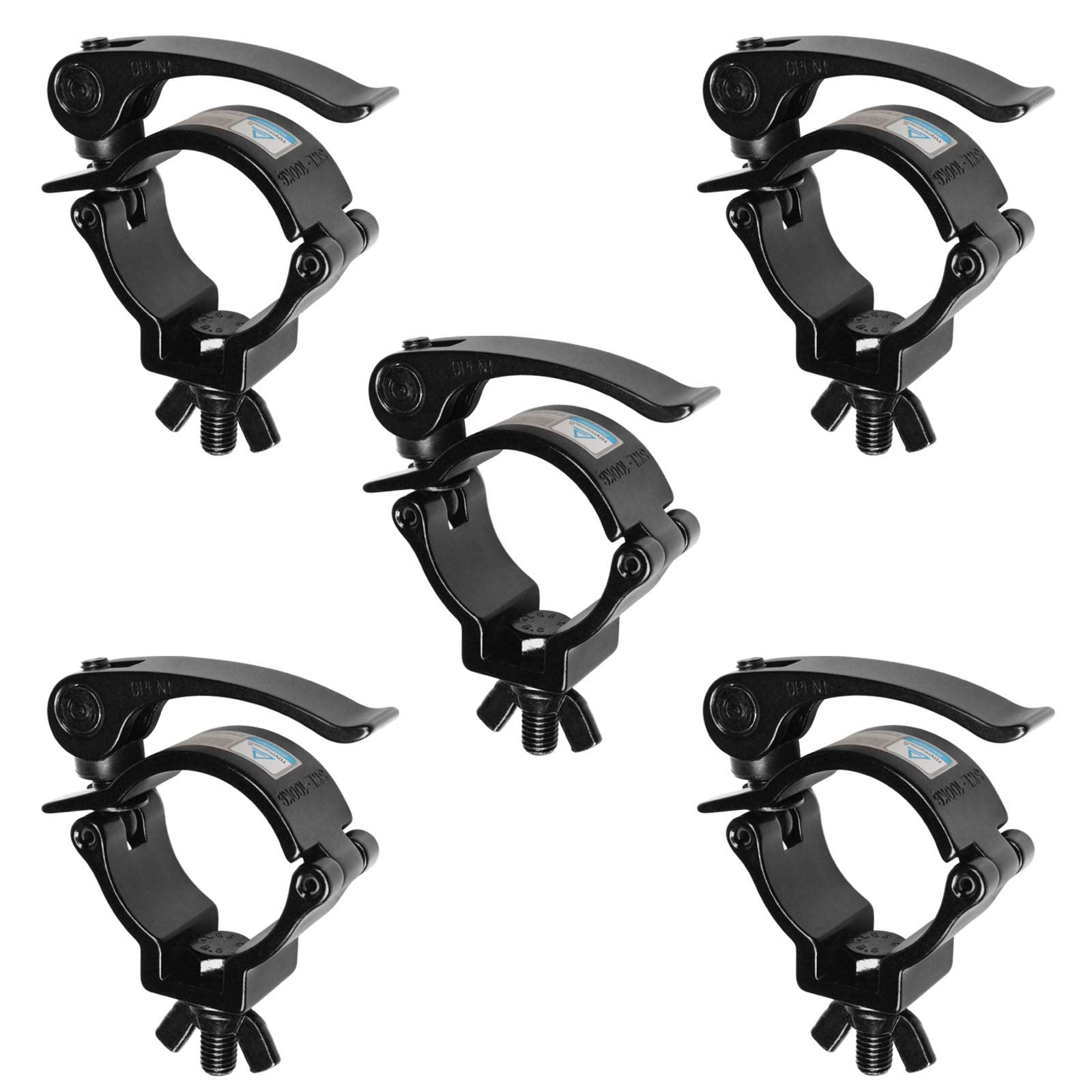 MOUNTAIN_ARK 5 Pack 2 DJ Stage Lighting Clamps Truss Clamp Heavy Duty 220 Lbs, Quick Release & Lock, Black