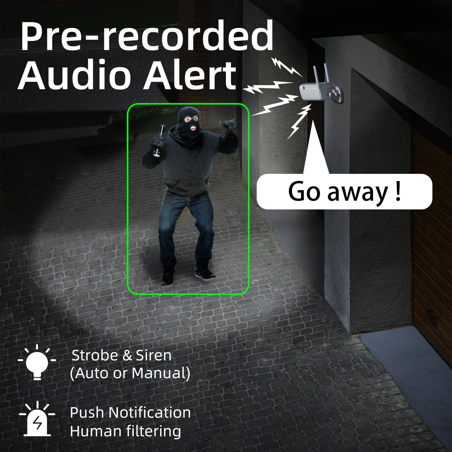 3Mp Solar Power Security Camera Outdoor, Solar Surveillance Camera With Color Night Vision, 2 Way Audio, Spotlight & Siren, Compatible With Alexa, No Monthly Fee, Ai Detection, Ip65 Waterproof