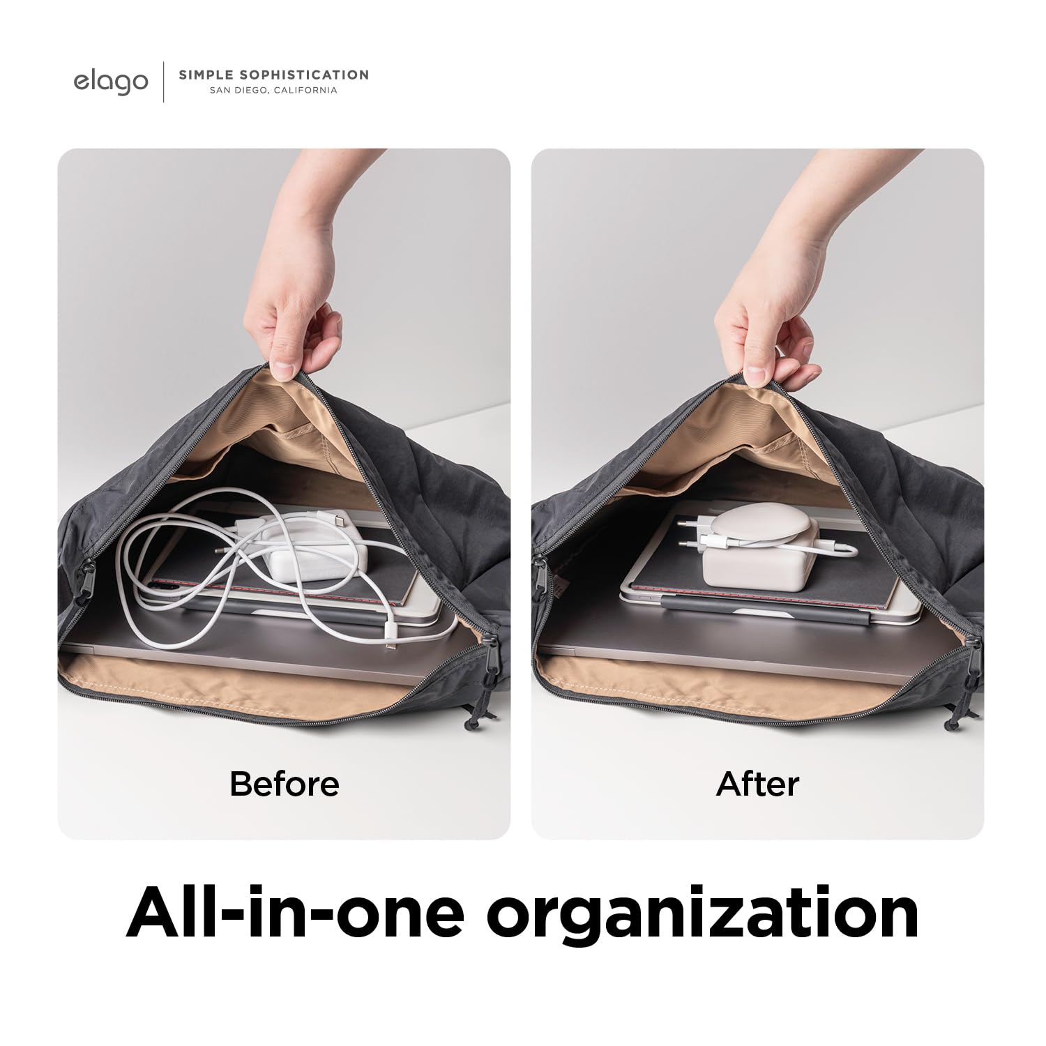 Elago Charger Cable Management Case, Cord Reel Organizor Compatible With Macbook Air 2024 2023 2022 15'' 13'' M3 M2 [A3113] [A26