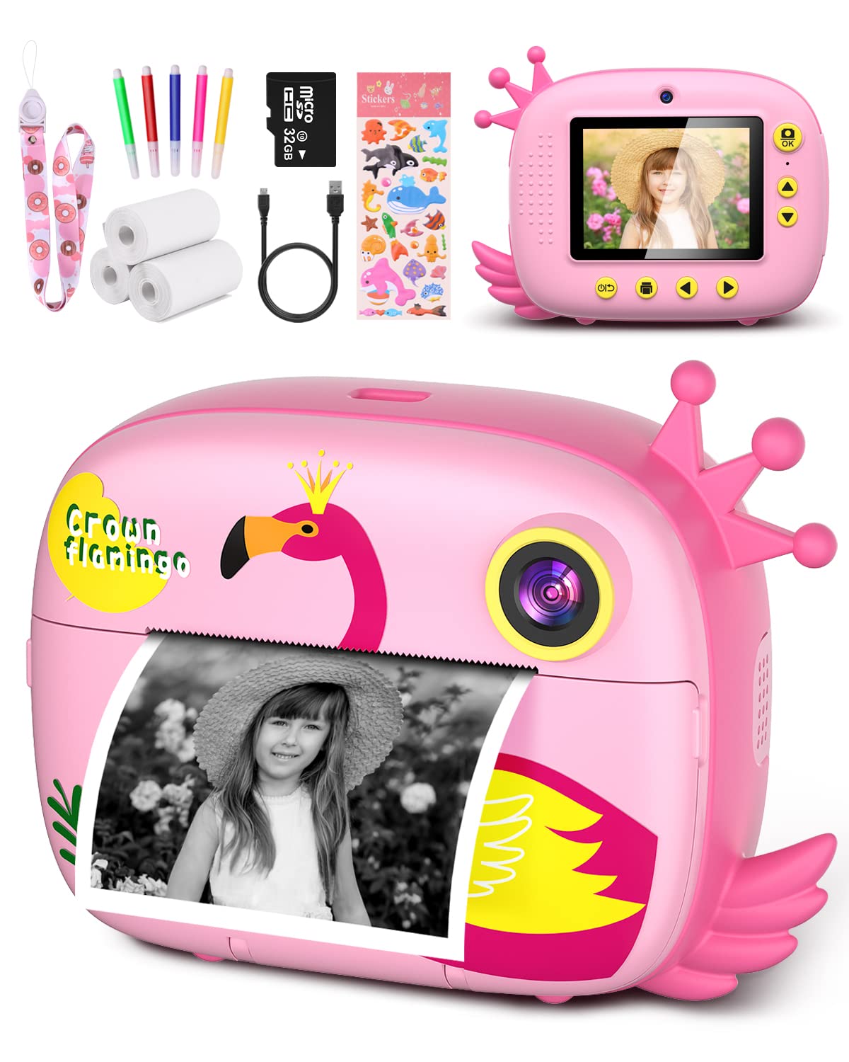 Kids Instant Camera For Toddlers Boys Girls Christmas Birthday Gifts 2.0 Inch Screen 12Mp / 1080P Hd Video Camera Baby Instant P