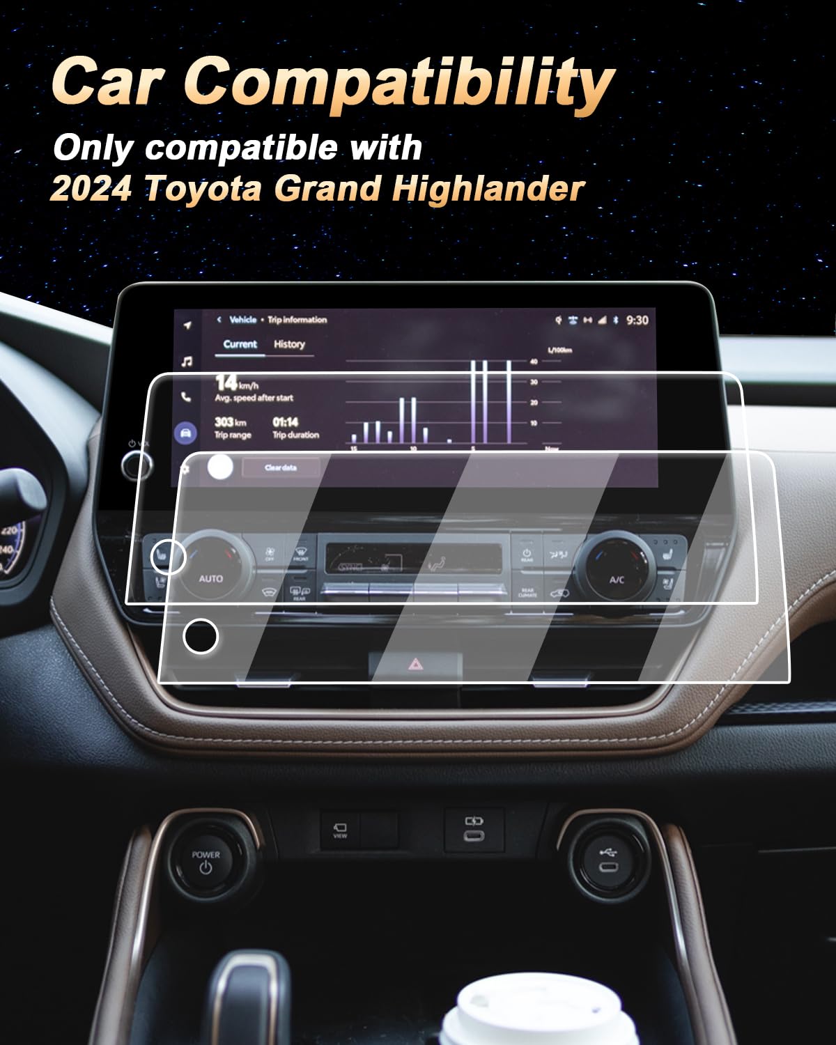 Ecozen Screen Protector 2 Pcs Compatible With 2024 Toyota Grand Highlander, Nano Film Navigation Screen Protector 12.3 Inch Gran