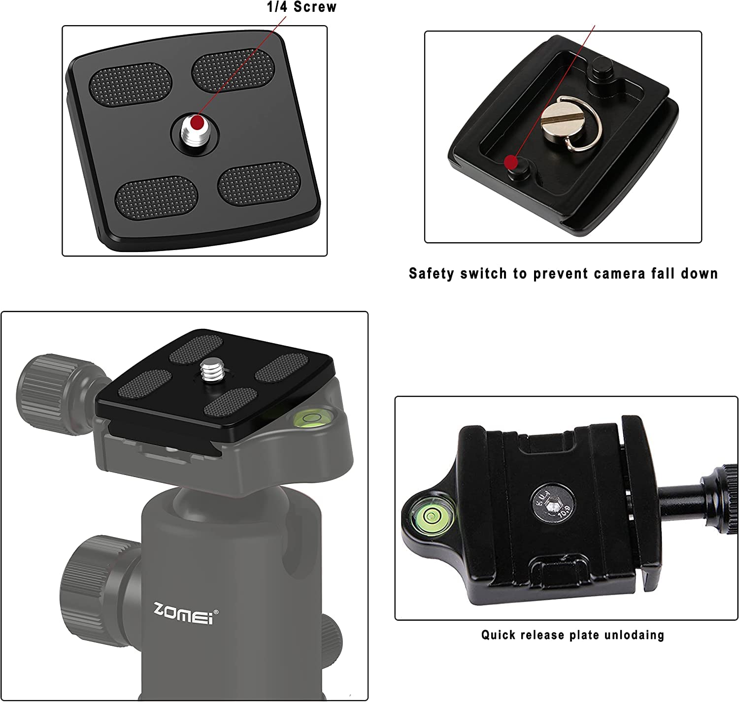 Zomei Universal Professional Camera Quick Release Mounting Plate For Q555,Q666,Q666C,Z818,Z669,Z669C,M5&Bonfoto B690A B690C B168