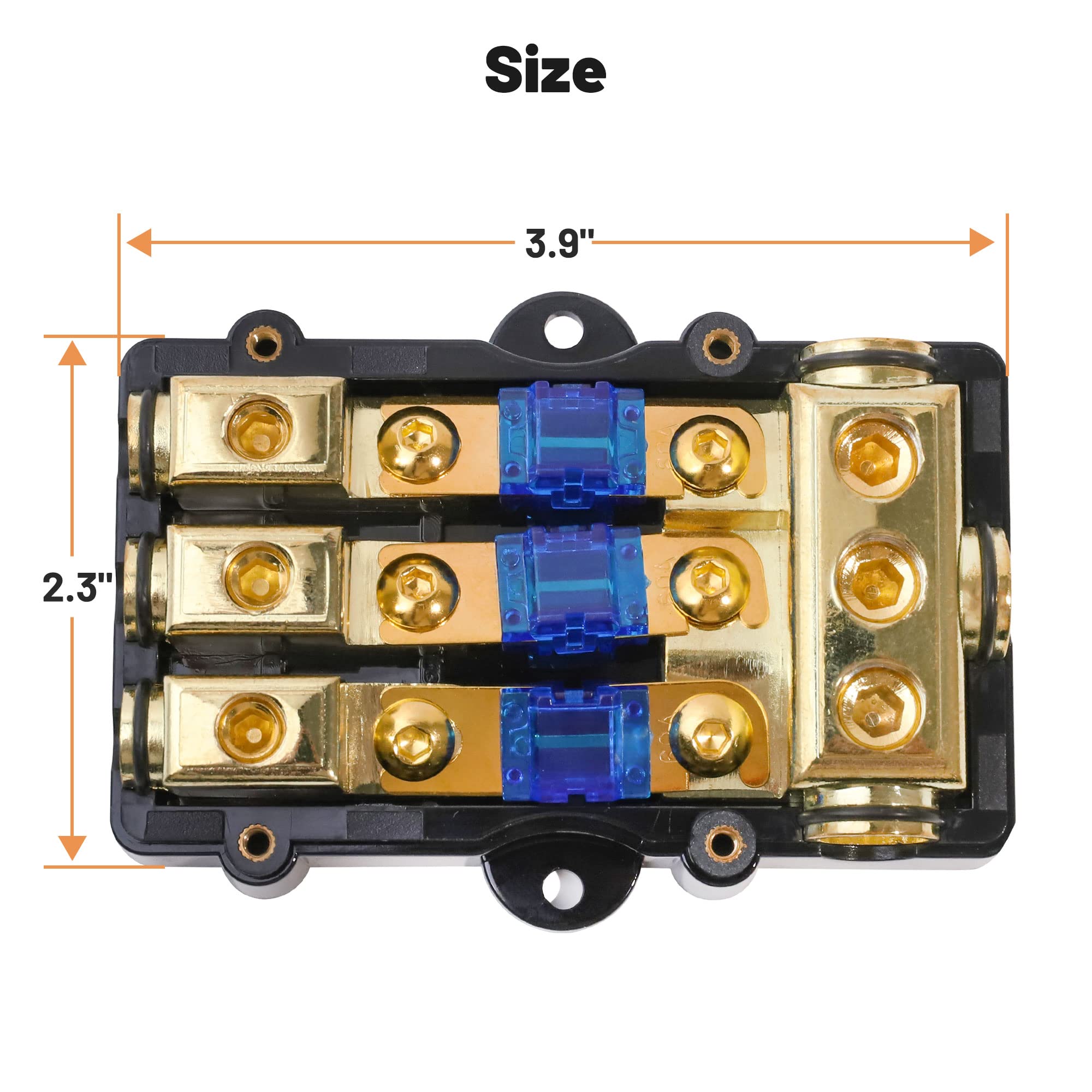 Red Wolf Car Audio Anl Fuse Holder 3 Way 60 Amp Fusible Distribution Block For Boat Trolling Motor Marine Atv Trailer Vehicles S