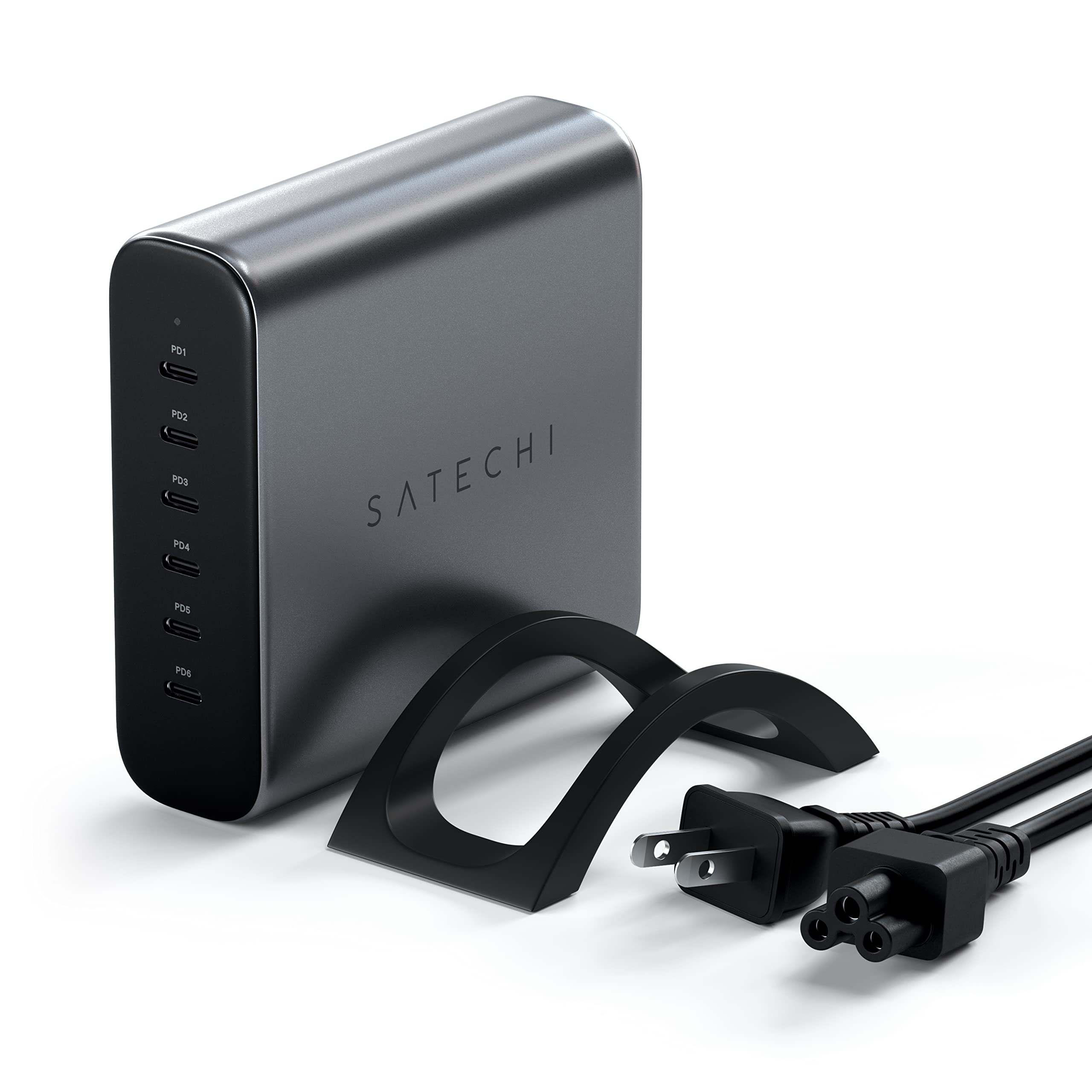 Satechi 200W 6-Port GaN Charging Station, 2 140W USB-C and 4 USB-C, Fast Charging Travel Charger for Multiple Devices, for MacBo