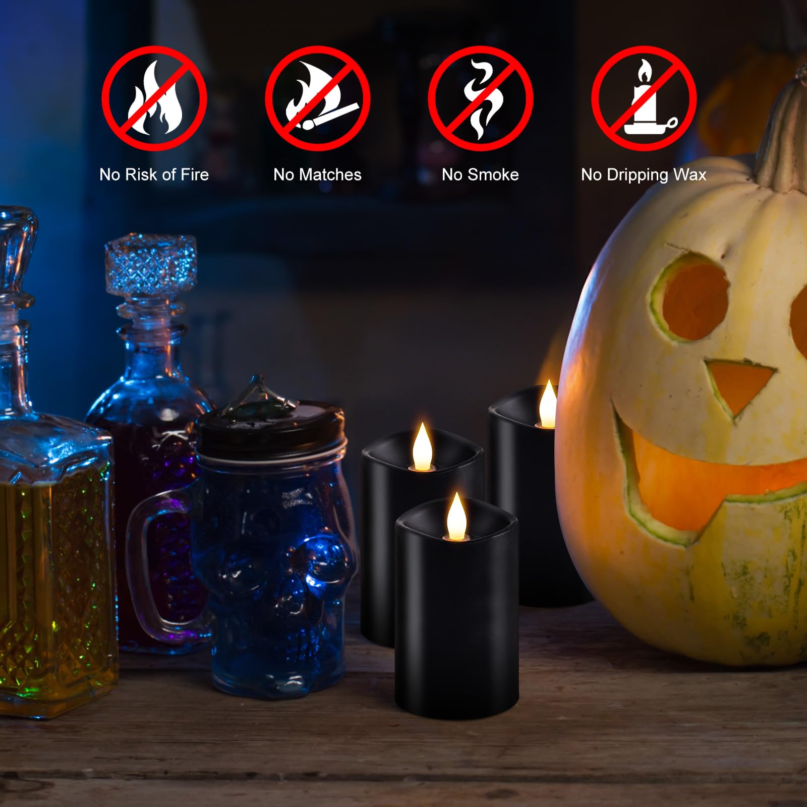 Milysoek 3Pcs, 3 X 5 Inches Flameless Candle With Remote Control, 3D Flickering Wick, Real Wax Pillar Led Candles, Battery Candl