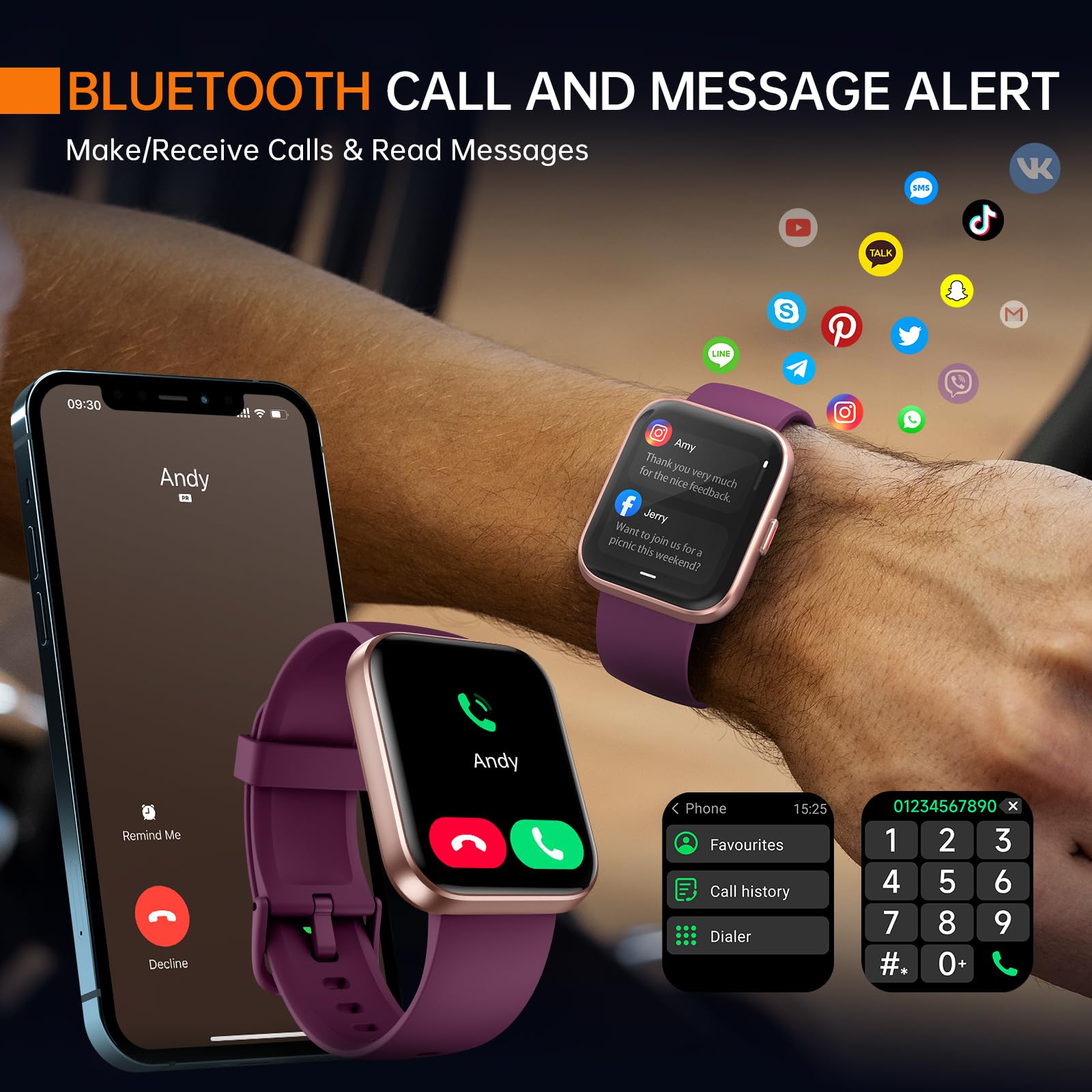 Smart Watches For Women, Alexa Built-In Fitness Watch With 1.8 '' Lcd Screen & Bluetooth Call (Make/Answer), Heart Rate/Spo2/Sle