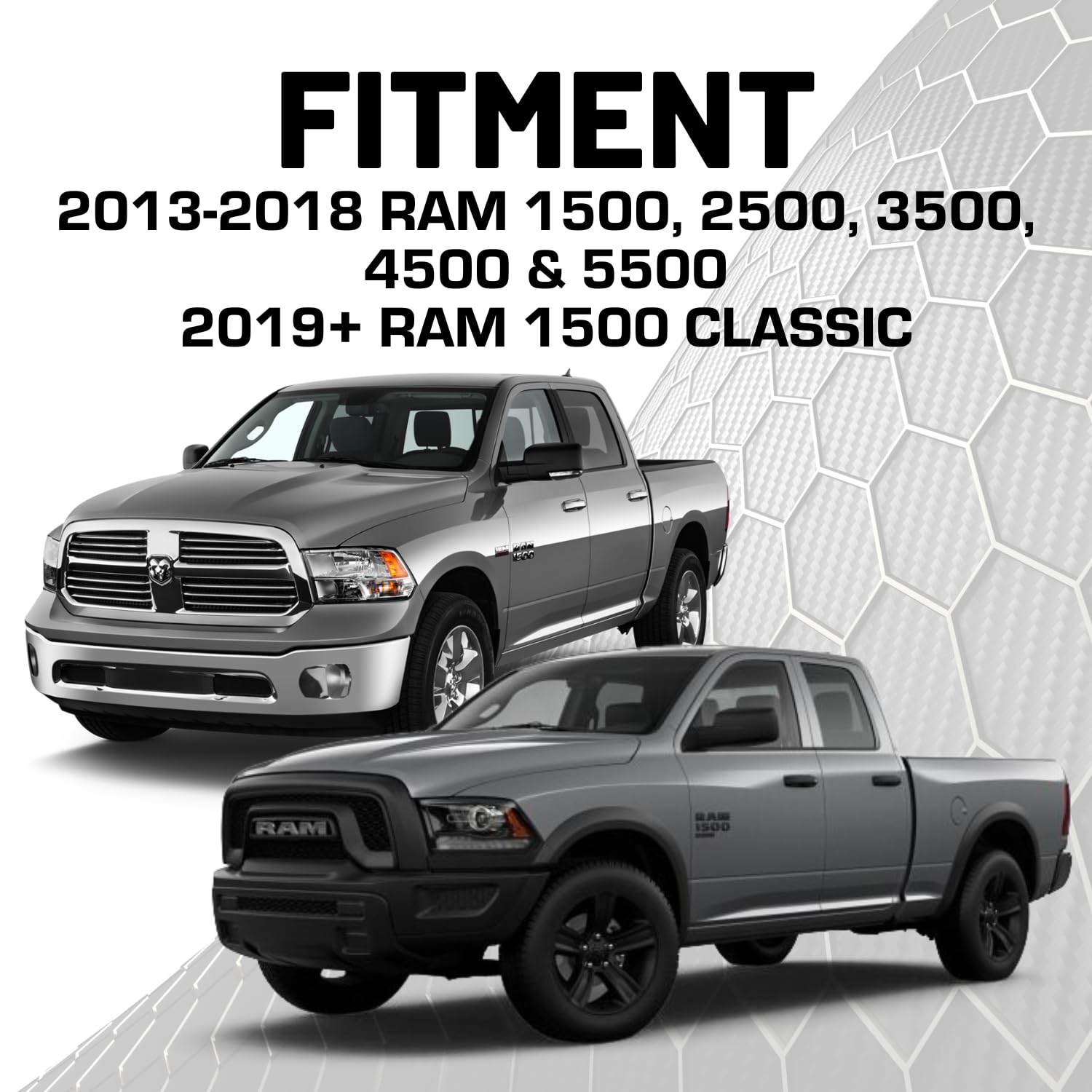 Bulletpoint Metal Dash Mount Cell Phone Holder Compatible With 2013-2018 Ram Truck & 2019+ Ram 1500 Classic (Rubigrid)