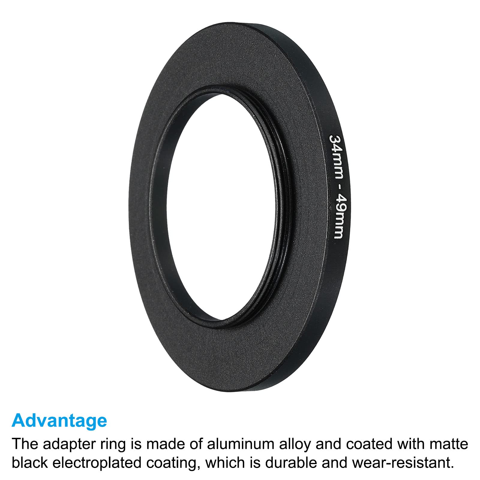 Patikil 34Mm 49Mm Metal Step Up Ring, Camera Lens Filter Adapter Ring Aluminum Filter Adapter Ring For Camera Lenses Hood, Black