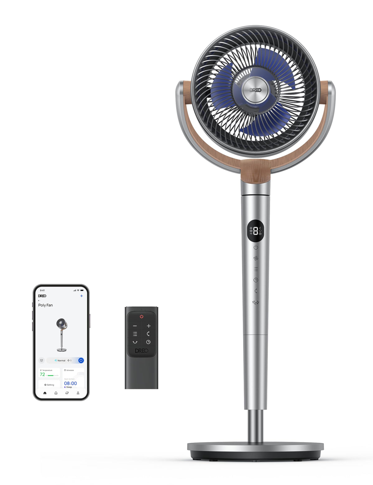 Dreo Standing Fan, 120+120 Smart Oscillating Floor Fans With Wi Fi/Voice Control, 80 Ft Fan For Bedroom, Dc Motor Quiet Fans, Ad