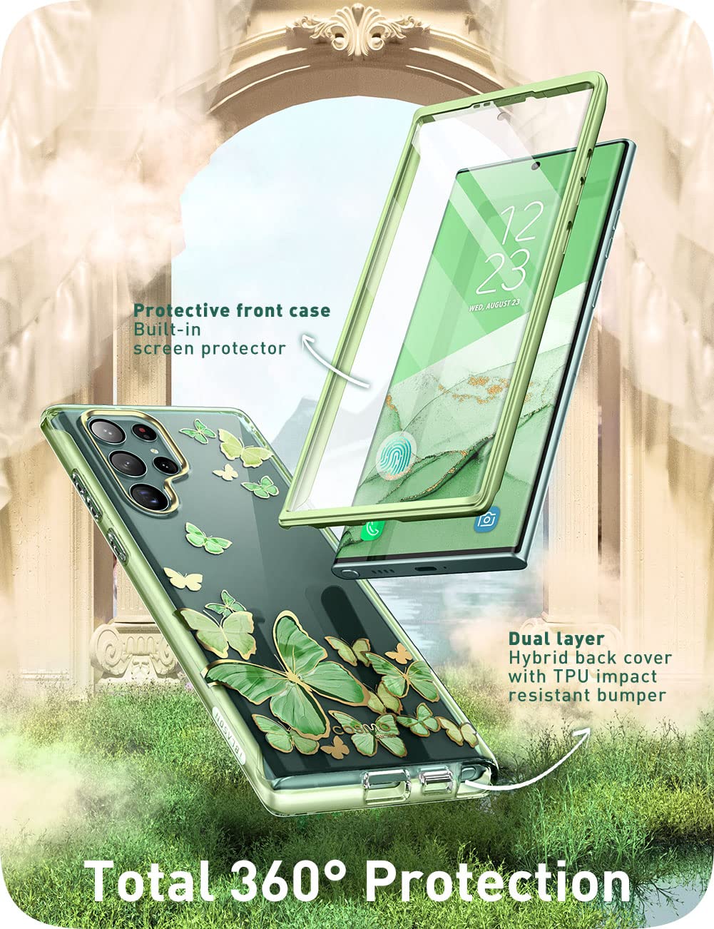 I Blason Cosmo Series For Samsung Galaxy S22 Ultra 5G (2022 Release), Slim Stylish Protective Case With Built In Screen Protecto