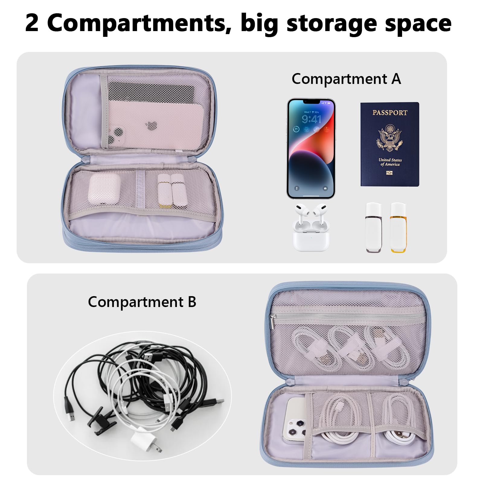 Ddgro Cord Travel Organizer Tech Accessories Carrying Case Electronic Gadgets Cables Charger Mobile Phone Earphones Power Bank S