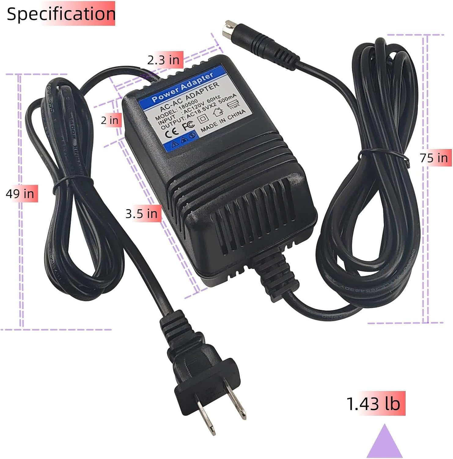 Upmmud 18.5Vx2 Power Adapte For Behringer Xenyx 502, 802, 1002,For Eurorack Mixers (Fx-18B-Mp3),Psv3Ul, Mxvl3 Mx602A, Ub502, Ub8