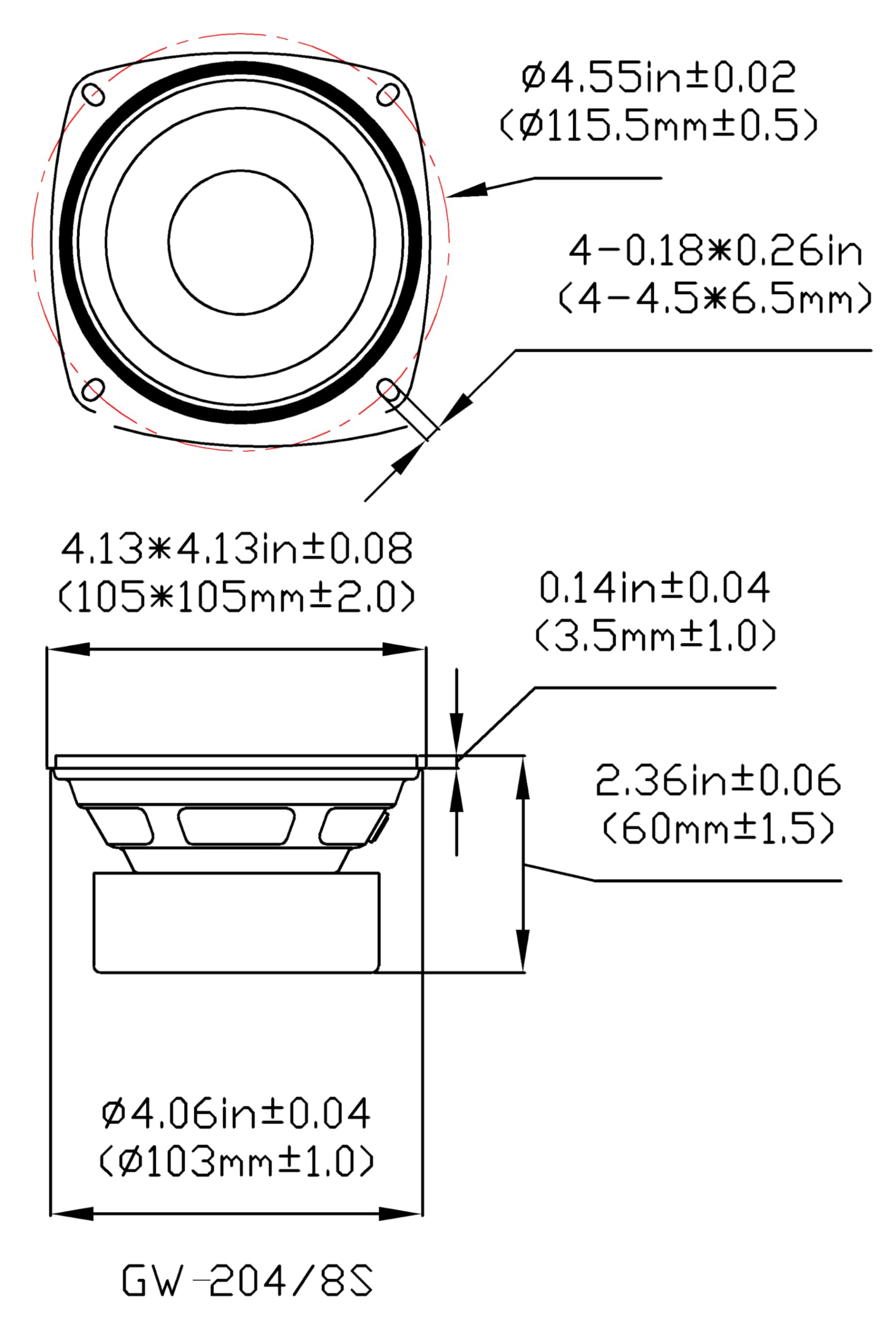 Goldwood Sound, Inc. Stage Subwoofer, Shielded 4 Woofers 70 Watt Each 8Ohm Replacement 2 Speaker Set (Gw-204/8S-2)