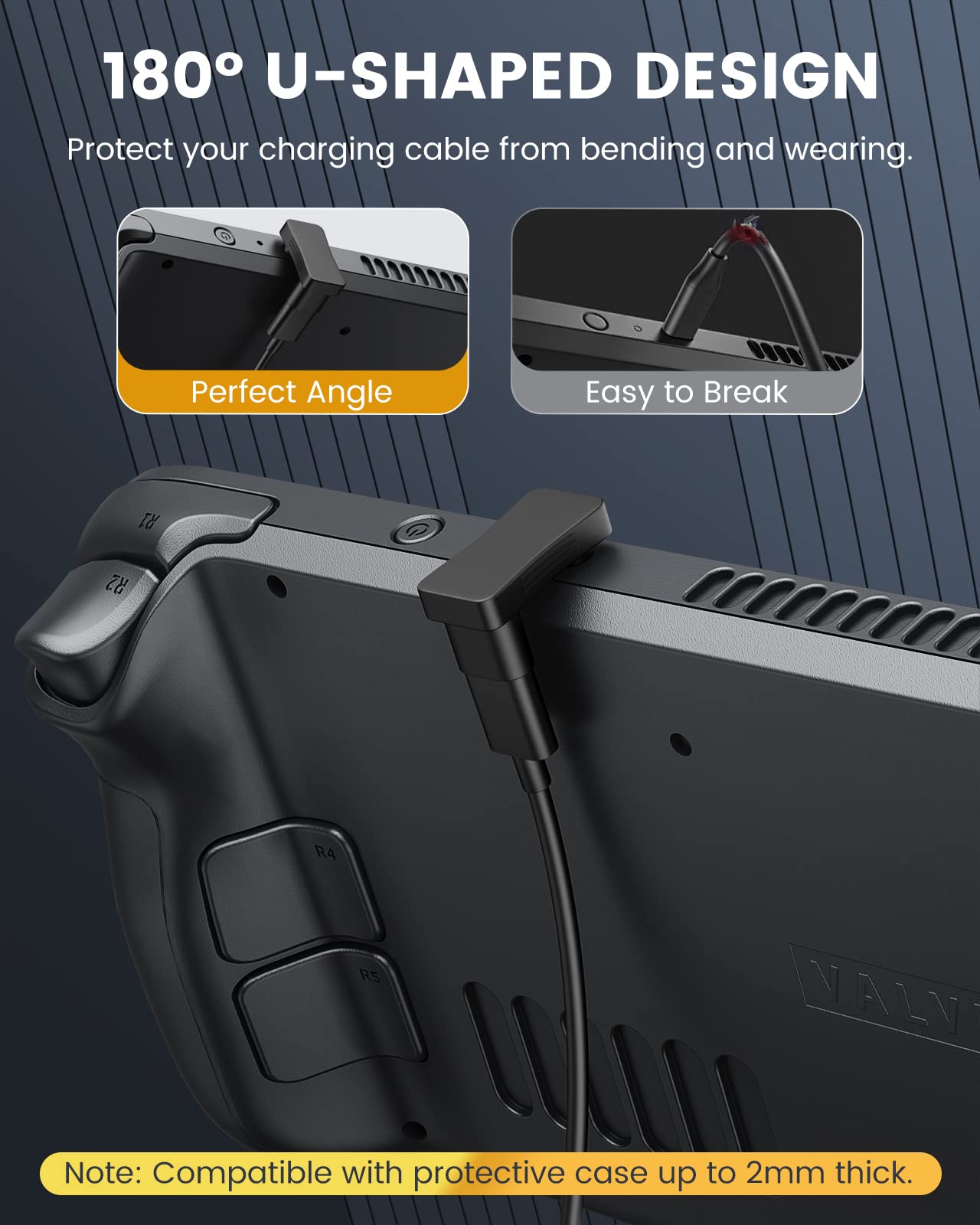 Moko 180 Degree U Shape USB C Male to USB C Female Adapter 2 Pack, With PD 100W/10 Gbps, USB C 180 Extender for Steam Deck/Switch/Laptop/Tablet/Phone