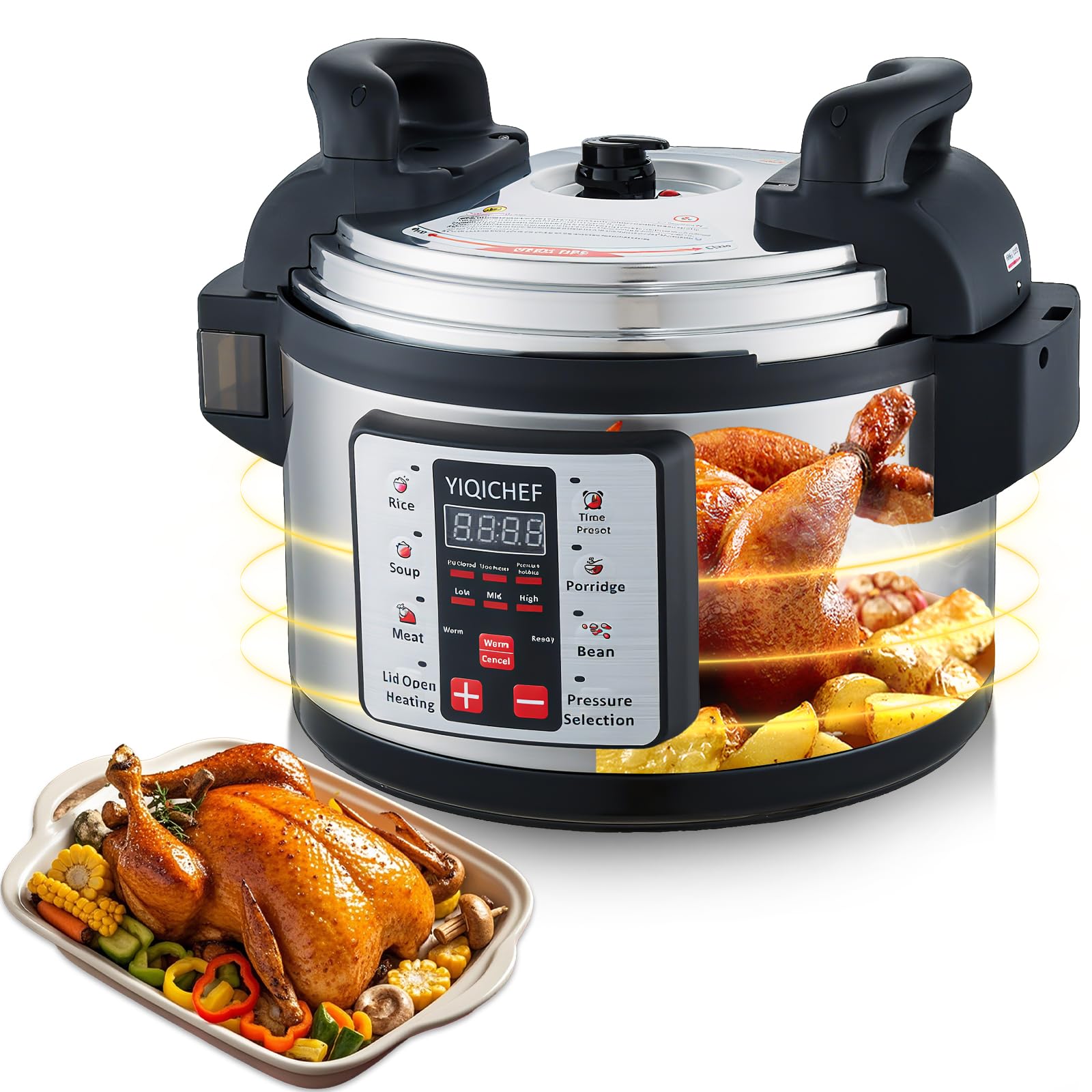 15.8Qt Commercial Large Electrical Pressure Cooker, 8in1 multifunctional Pressure Cooker with Nonstick Inner Pot|24 hours Pre