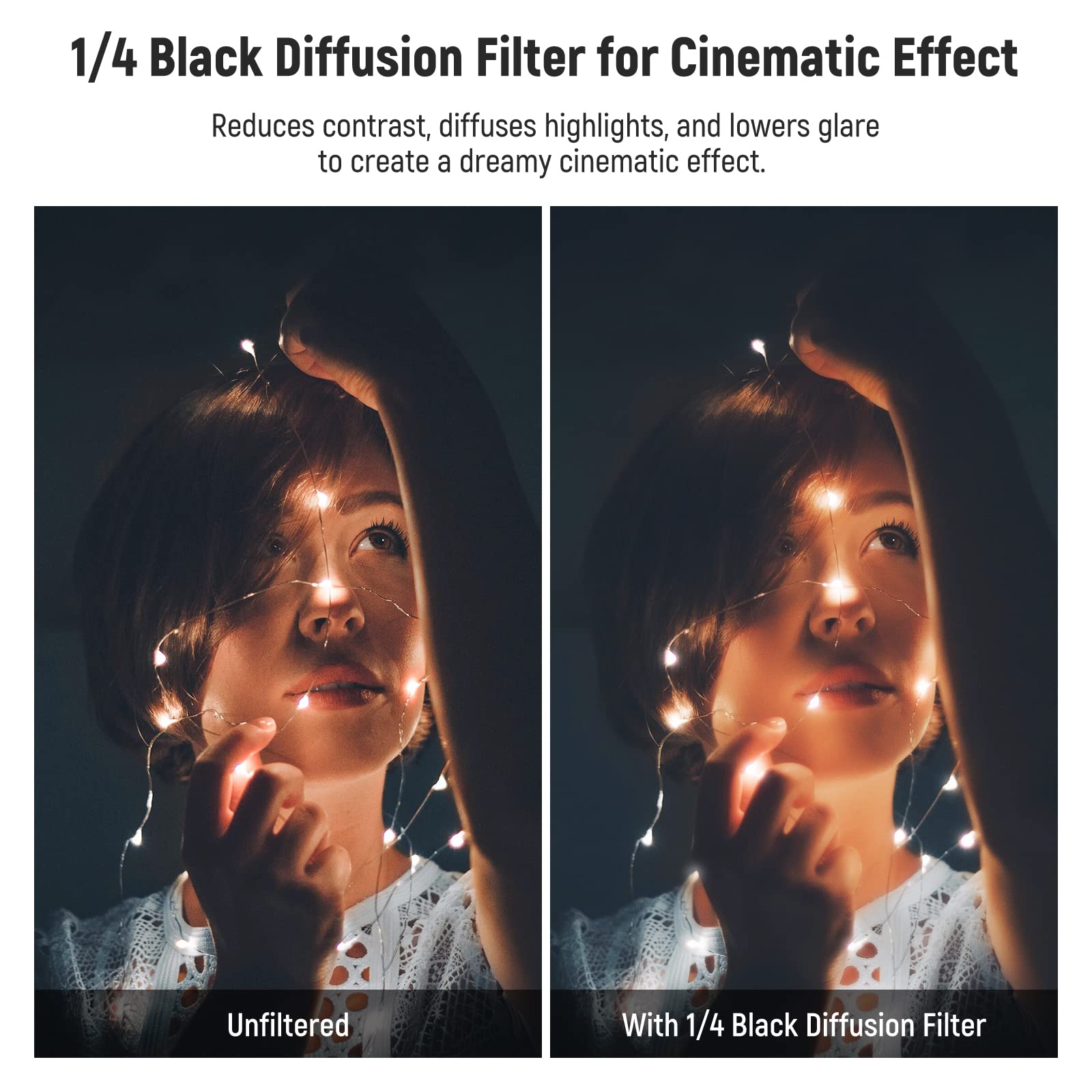 Neewer 1/4 Black Diffusion Mist Dreamy Effect 4X5.65 Cinema Square Filter (Rectangular) With Hd Optical Glass Compatible With Ti