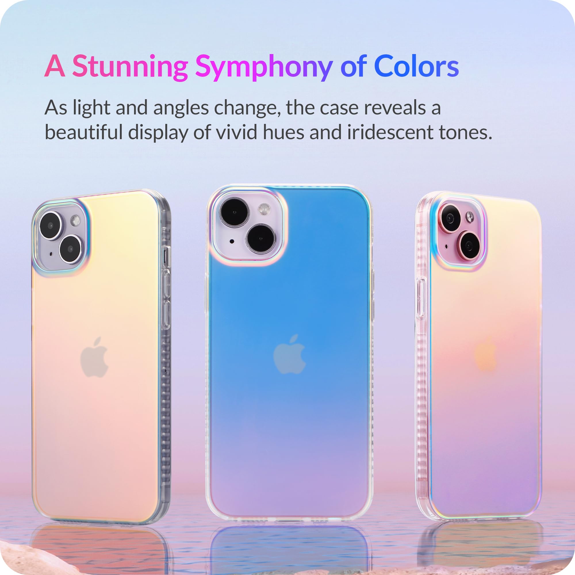 Lonli Hue   For Iphone 15 Case   Iridescent [10Ft Drop Protection]   Shockproof Cover With Color Changing Effect | Cute And Uniq