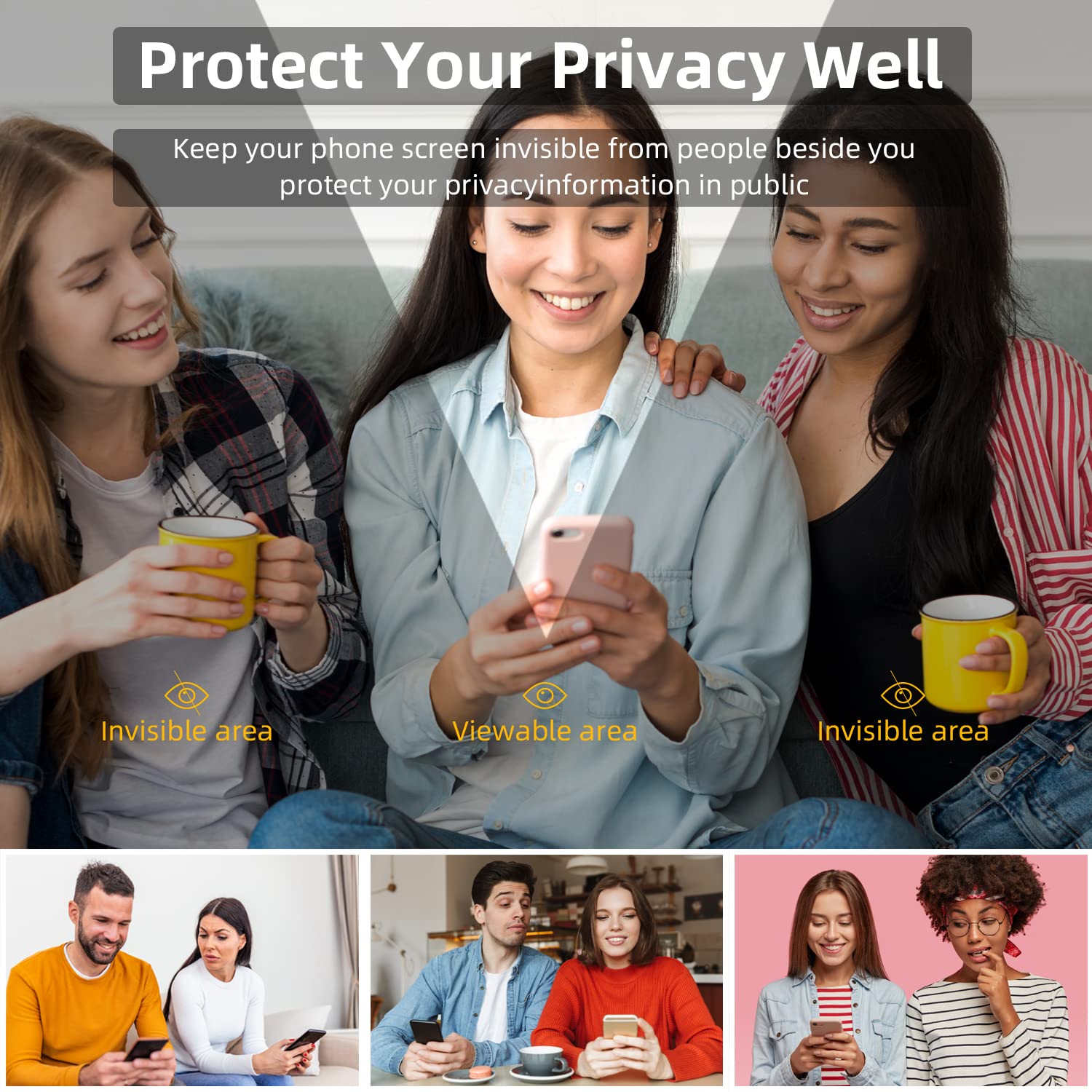 Egkimba Privacy Screen Protector Compatible With Iphone 11 Or Iphone Xr, 6.1 Inch Gradient Colorful Electroplated Anti Spy Anti