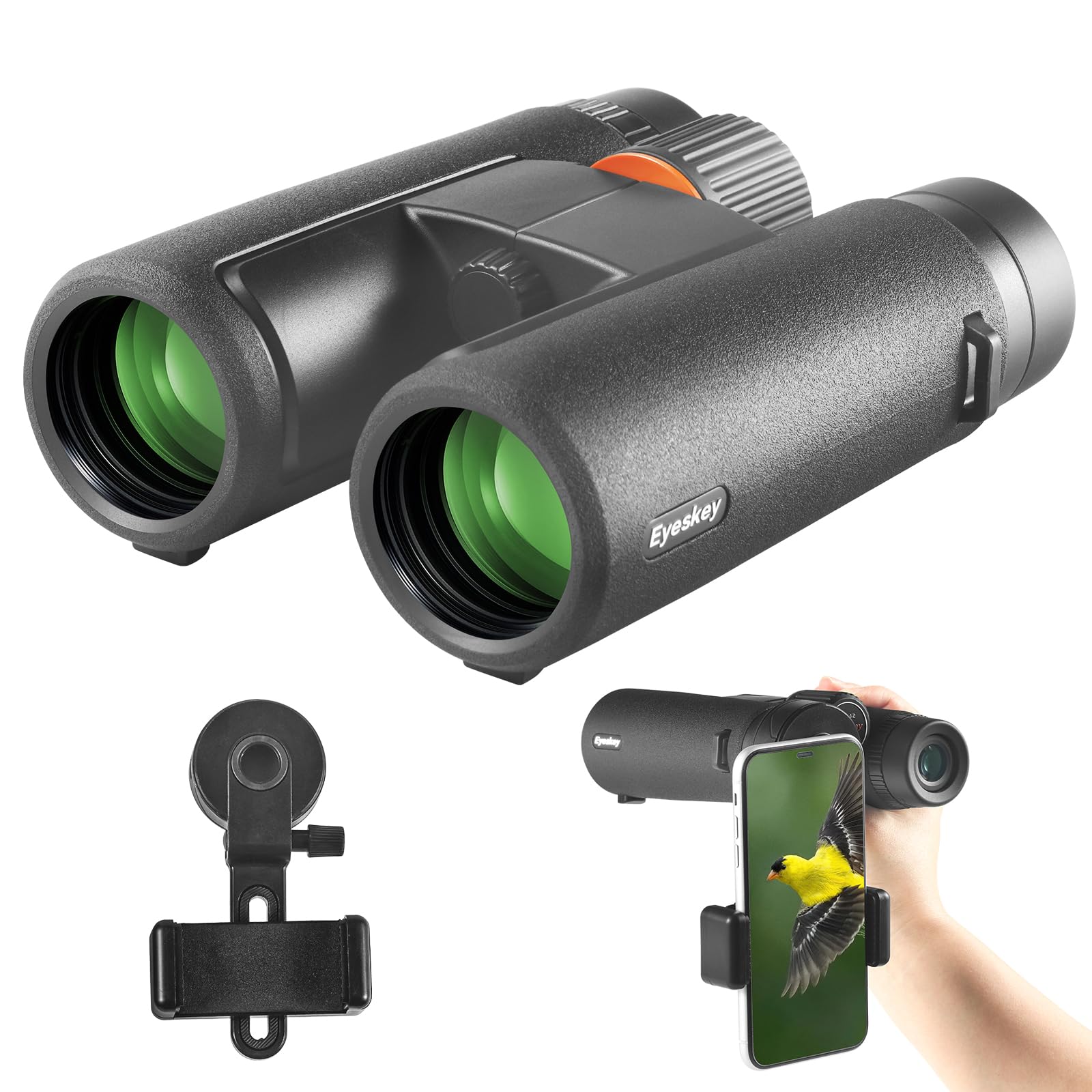 10x42 HD Binoculars for Adults High Powered with Low Light Night Vision - Lightweight Waterproof Binoculars with Smartphone Adap