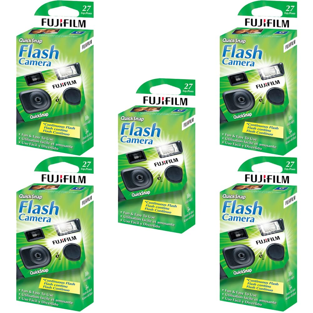 Fujifilm QuickSnap Flash 400 One Time Use 35mm Camera with Flash, 27 Exposures, 5-Pack