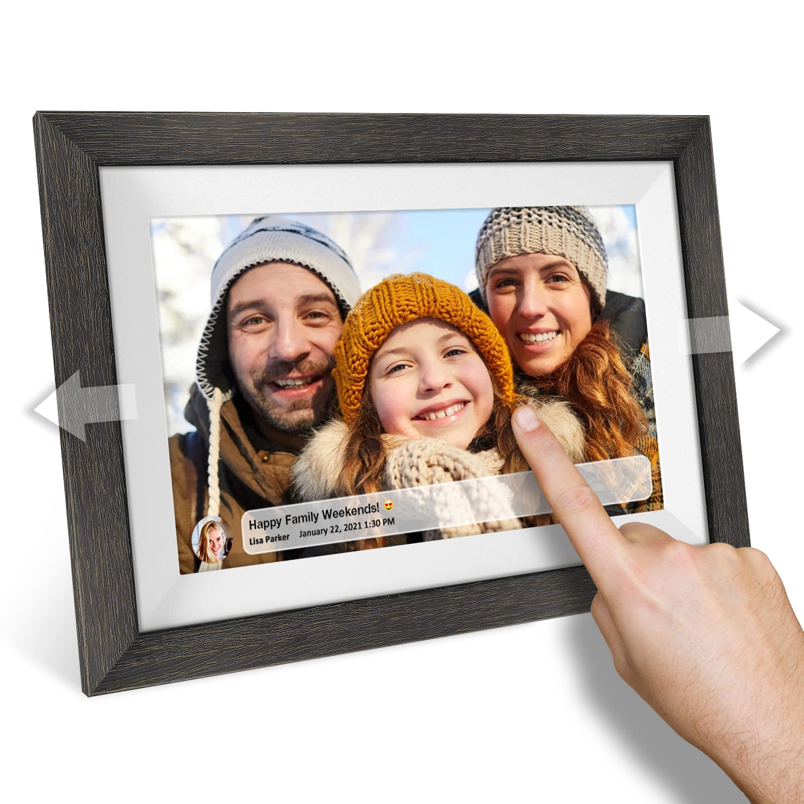 Frameo 10.1 Inch Digital Picture Frame Wifi Smart Digital Photo Frame Wood Ips Hd 1280 * 800 1080P Touch Screen Auto Rotate Easy