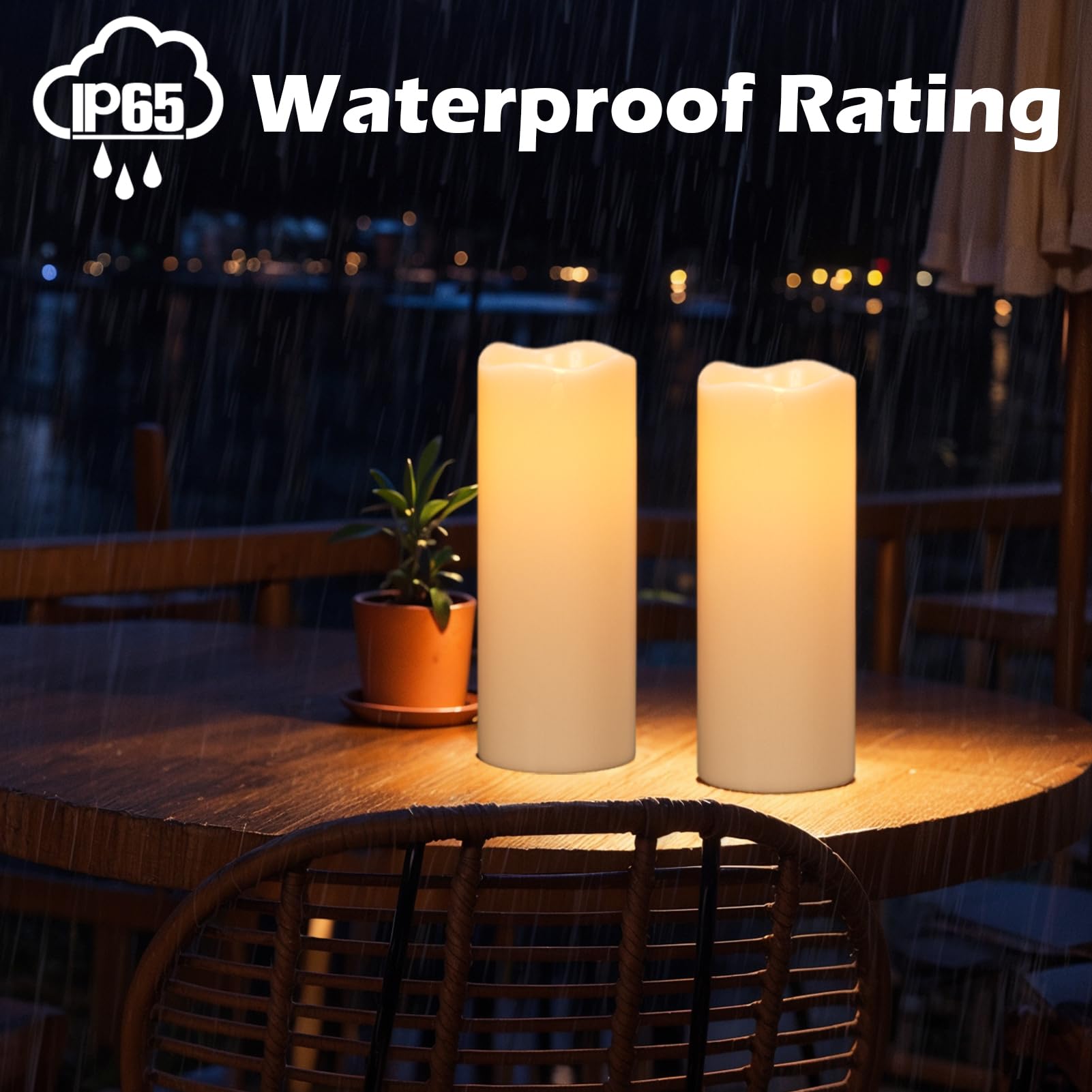 Wondise Large Solar Powered Candles Outdoor Waterproof Ip65 Rechargeable Led Candles Battery Operated Dusk To Dawn Plastic For C