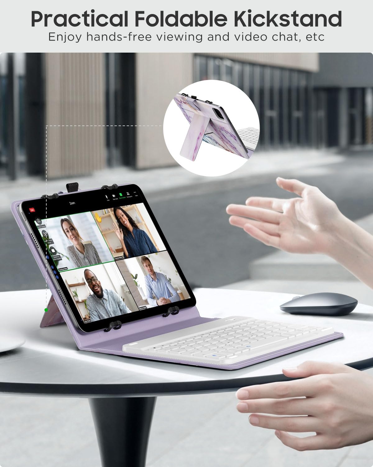 Moko Universal Tablet Case With Keyboard For 9'',9.7'',10.1'',10.2'',10.4'',10.5'',10.9'',11'' Tablets, With Removable Wireless