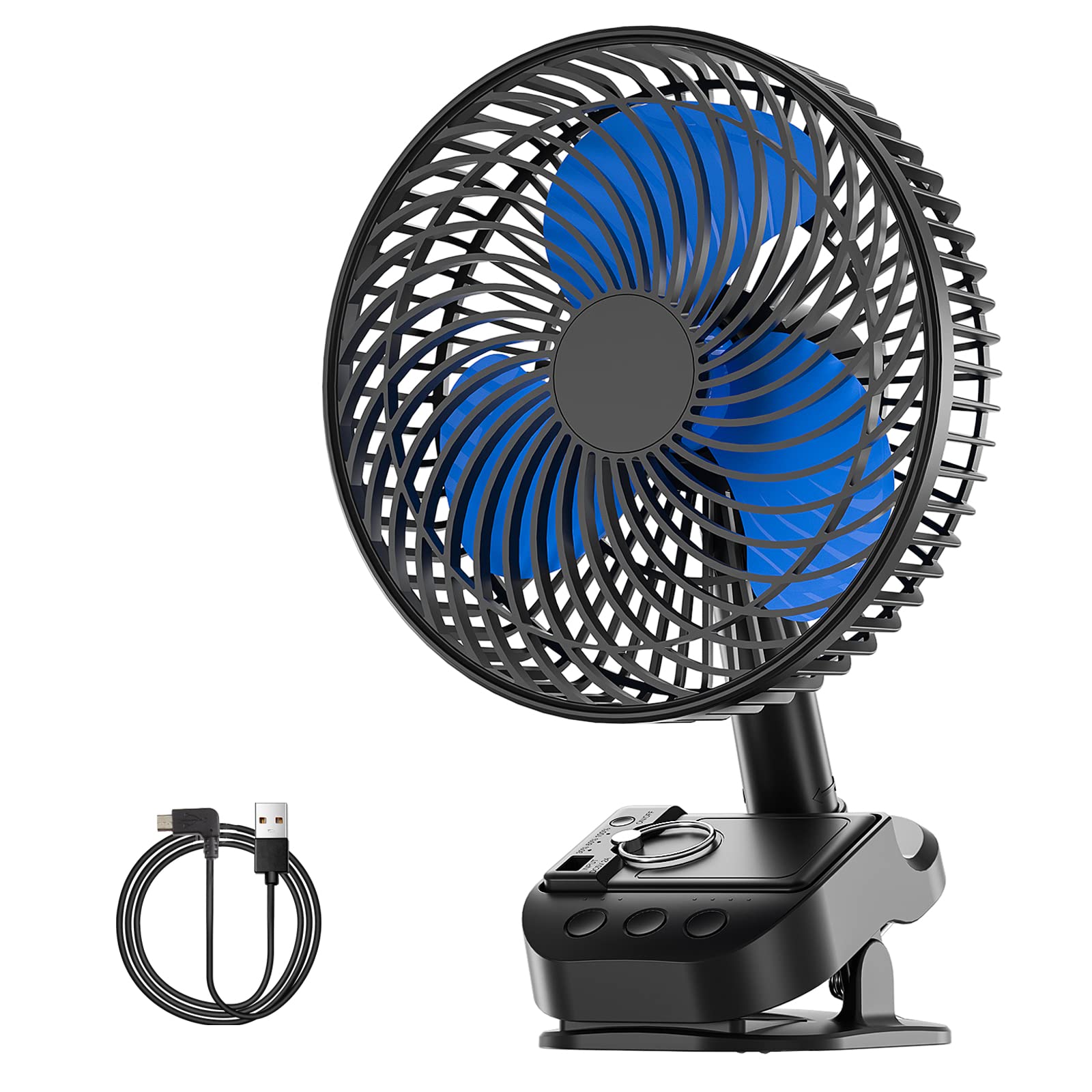ATEngeus 4 in1 USB Fan, 8    Clip Fan, 10000mAh Rechargeable Table Fan, 5 Speeds Battery Operated Fan, 45/90 Automatic Rotation,