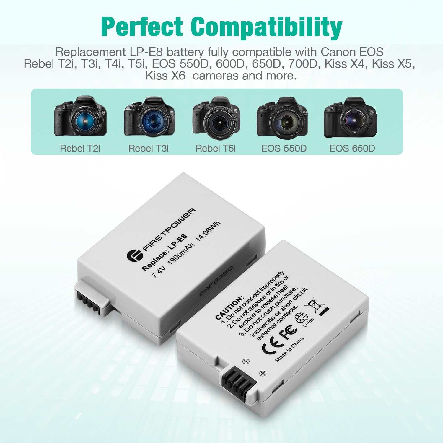 Firstpower Lp E8 Battery And Dual Usb Charger Compatible With Canon Eos Rebel T2I, T3I, T4I, T5I, Eos 550D, 600D, 650D, 700D, Ki