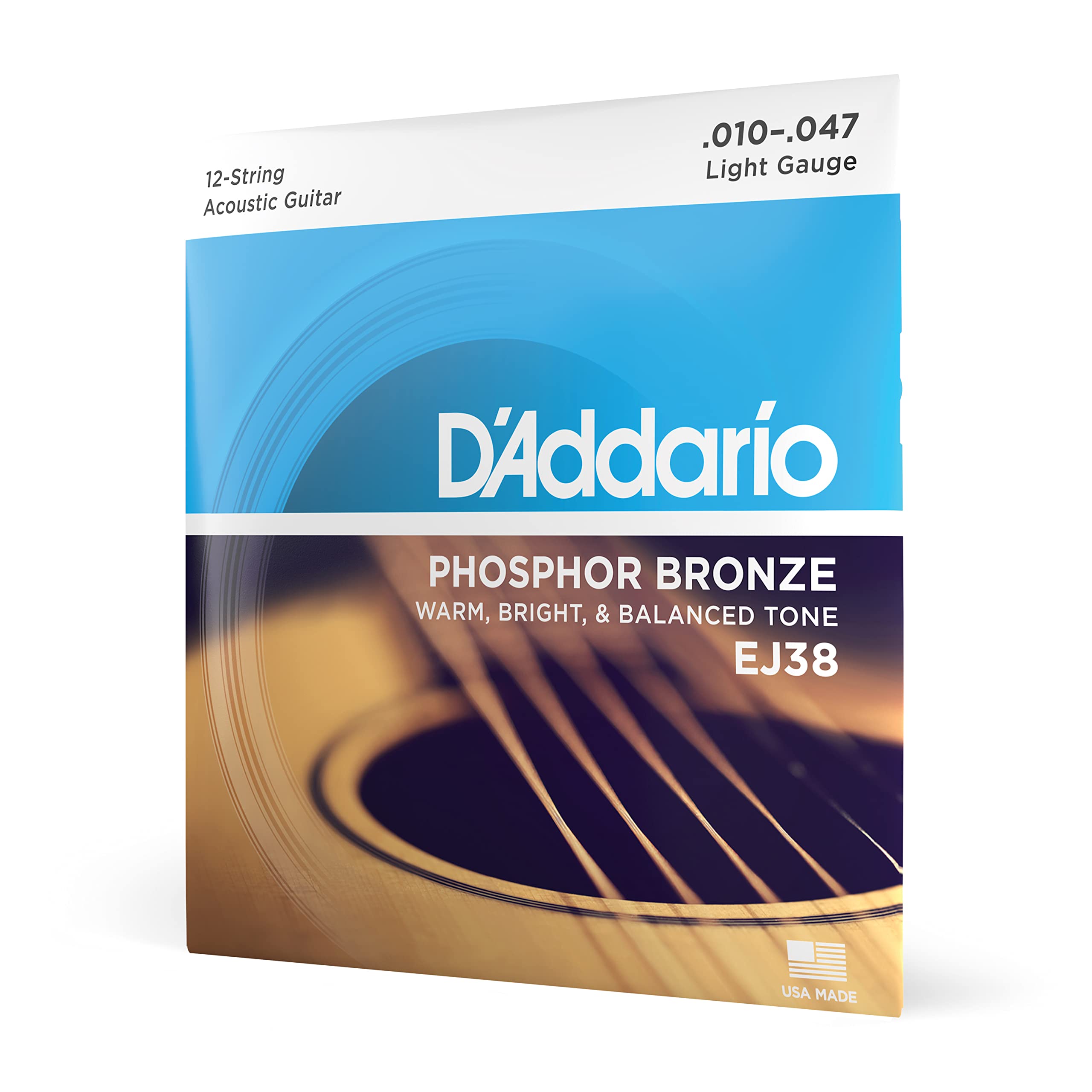 Daddario Guitar Strings   Phosphor Bronze Acoustic Guitar Strings   Ej38   Rich, Full Tonal Spectrum   For 12 String Guitars   1