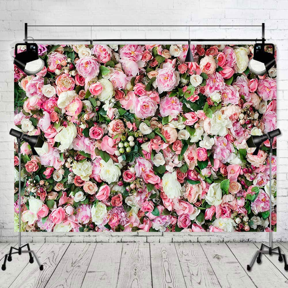Art Studio 3D Flower Photo Background Pink Rose Photography Backdrop For Pictures Newborn Bridal Shower Birthday Party Banner De