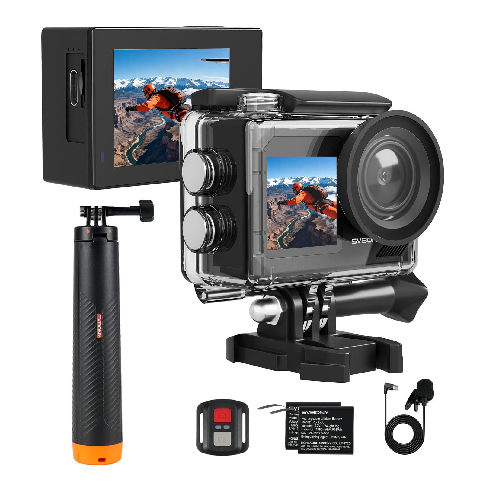 SVBONY SVGo2 4K30FPS Underwater Camera, EIS 2.0 Dual Touch-Screen Waterproof Camera Underwater, 50MP 5X Zoom, Remote Action Came