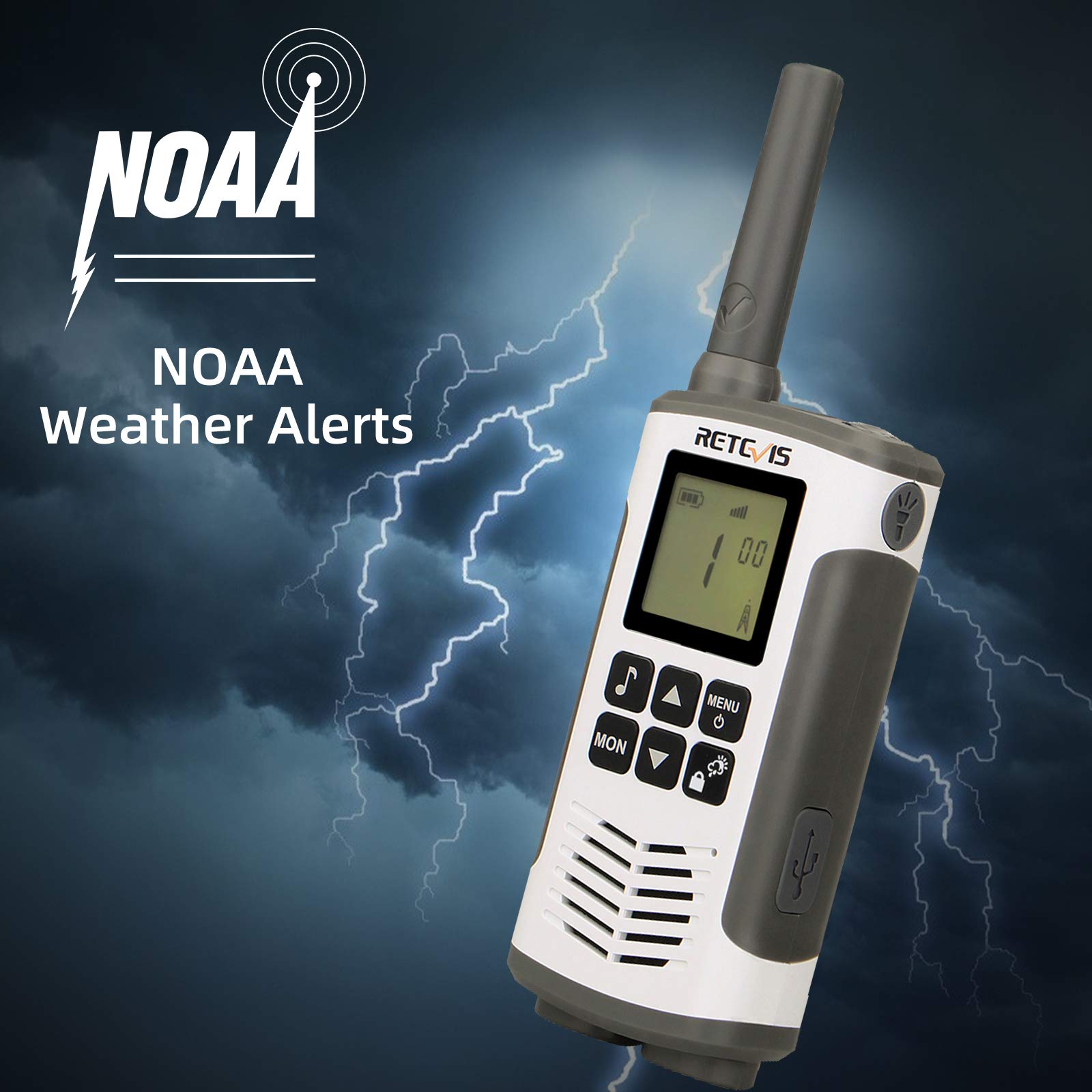 Retevis Rt45 Walkie Talkies For Adults, Long Range Walkie Talkie, Rechargeable Frs Radios With Battery,Noaa Flashlight Sos, For Camping Hiking(2 Pack)