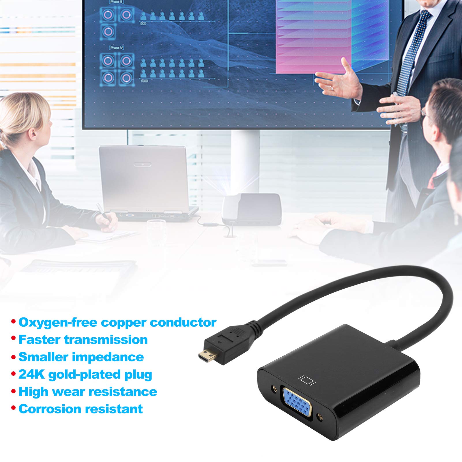 Micro Hdmi To Vga Adapter, Micro Hdmi To Vga Cable Support 1080P, Vga Video Converter Adapter Support Hdcp, For Raspberry Pi 4B
