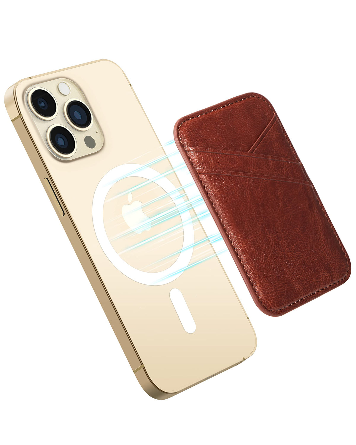 Miroddi Magnetic Card Wallet Holde (Brown Leather)
