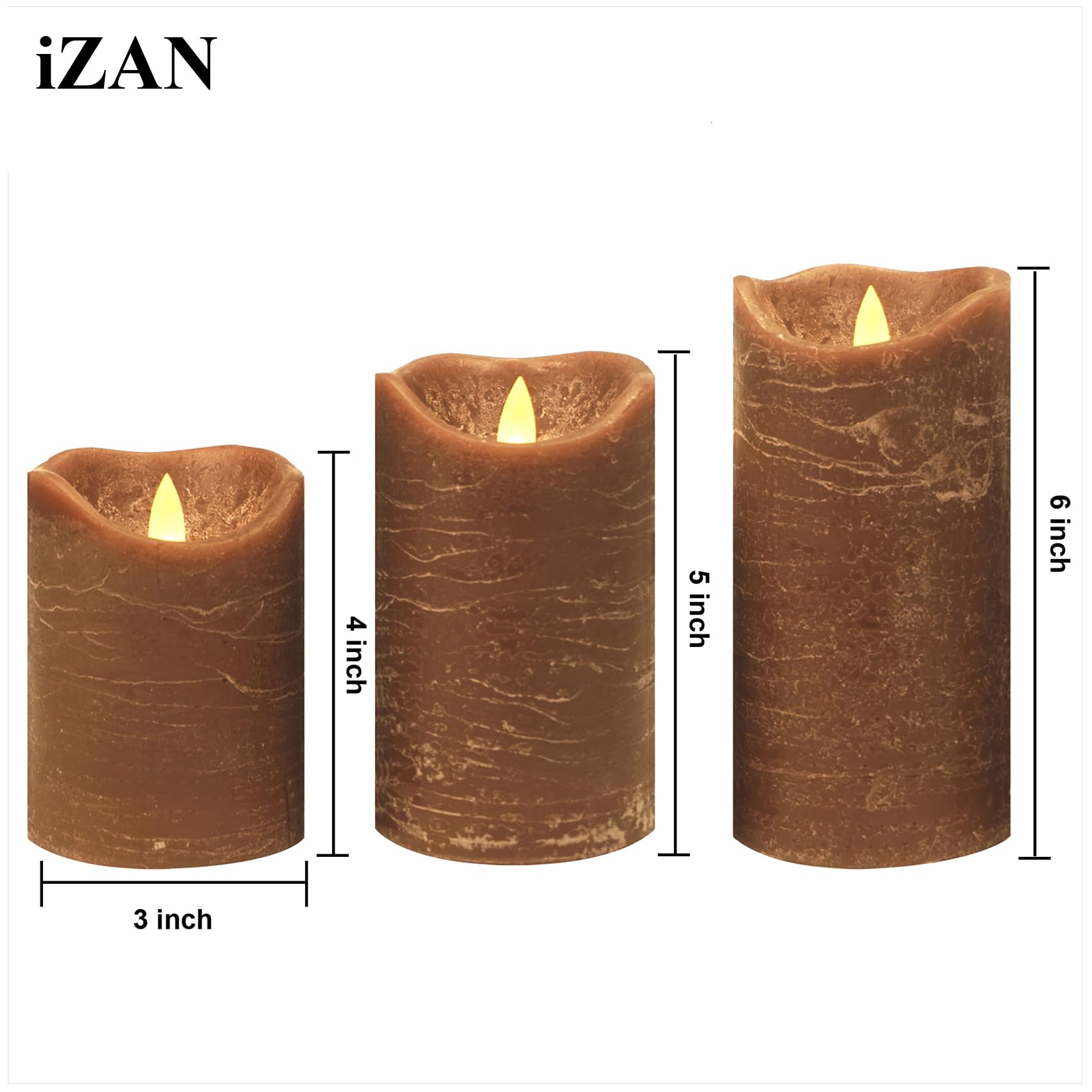 Izan 3 Pack Real Wax Flameless Candles Battery Operated Led Pillar Flickering Realistic Electric Candle Gift Sets With Remote Co