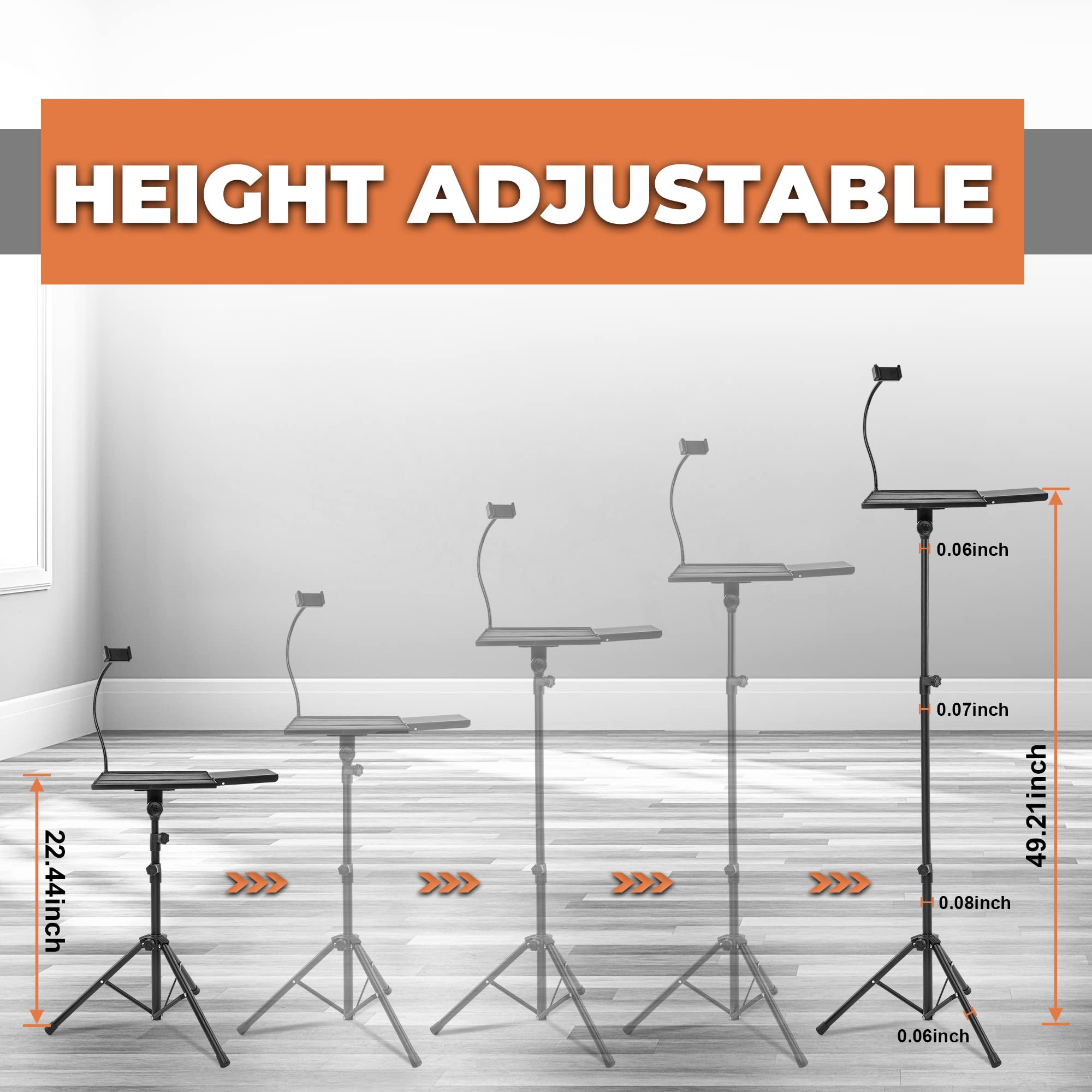 Screenseat Projector Stand Tripod With Mouse Tray   Laptop Projector Tripod Stand Adjustable Height 23.4'' To 48.3'' With Goosen