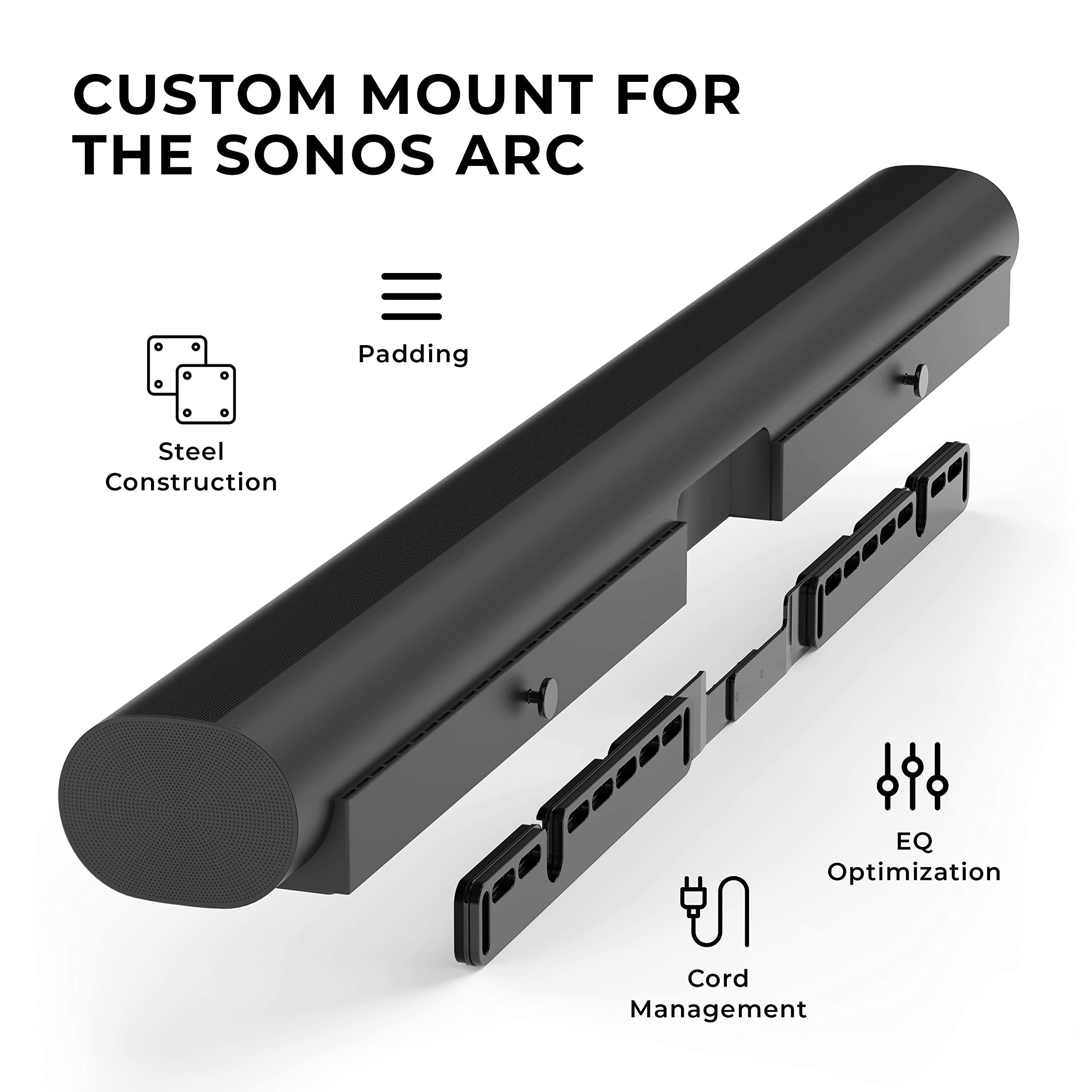 Humancentric Wall Mount Compatible With Sonos Arc And Sonos Arc Ultra Sound Bar (Black), Mounting Bracket Compatible With Sonos Arc Wall Mount, Soundbar Mount For Sonos Arc Mount On Wall Under Tv