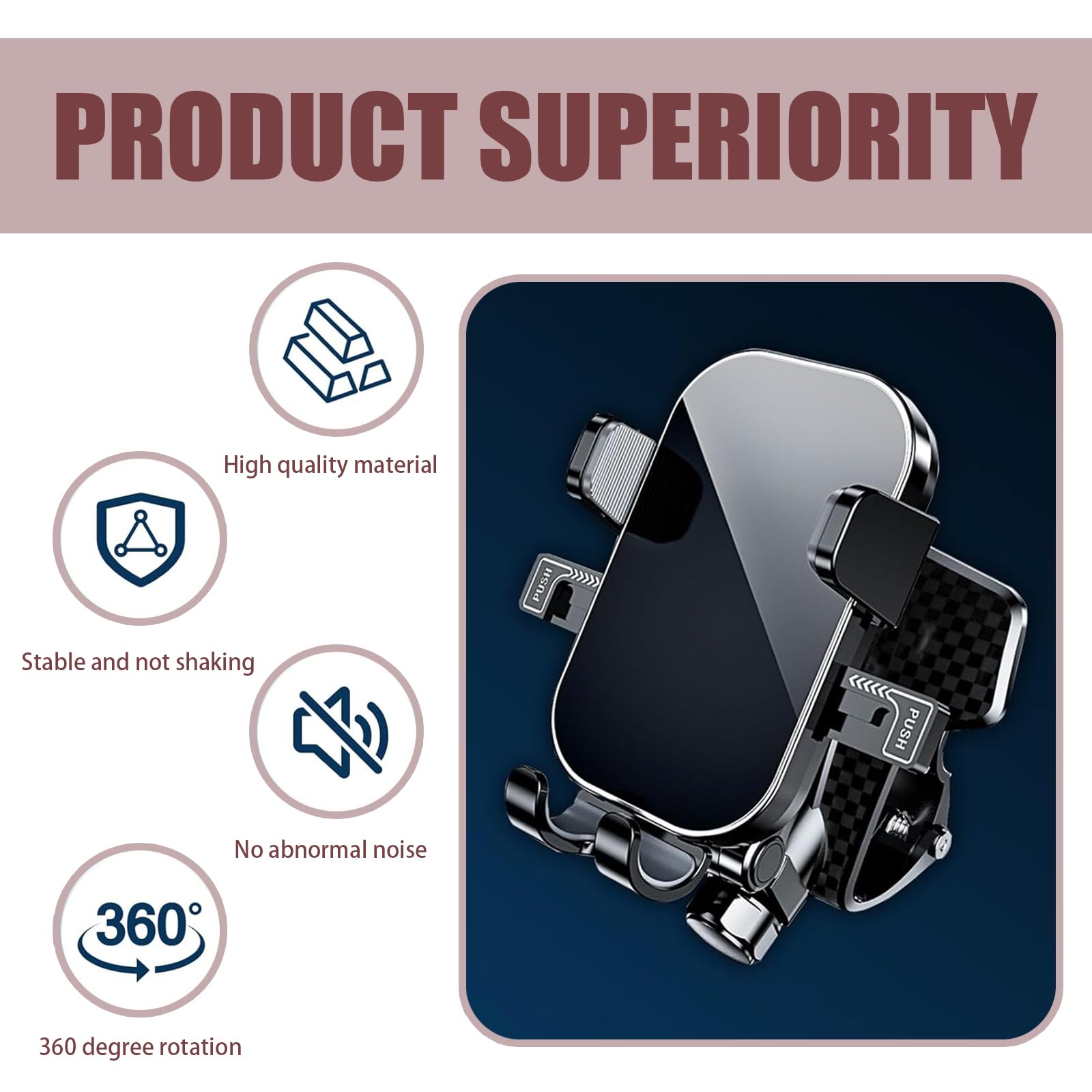Zeathery Dashboard Cell Phone Holder For Your Car, Car Phone Holder Mount, 360 Rotating Dashboard Phone Holder, One-Hand Pickup
