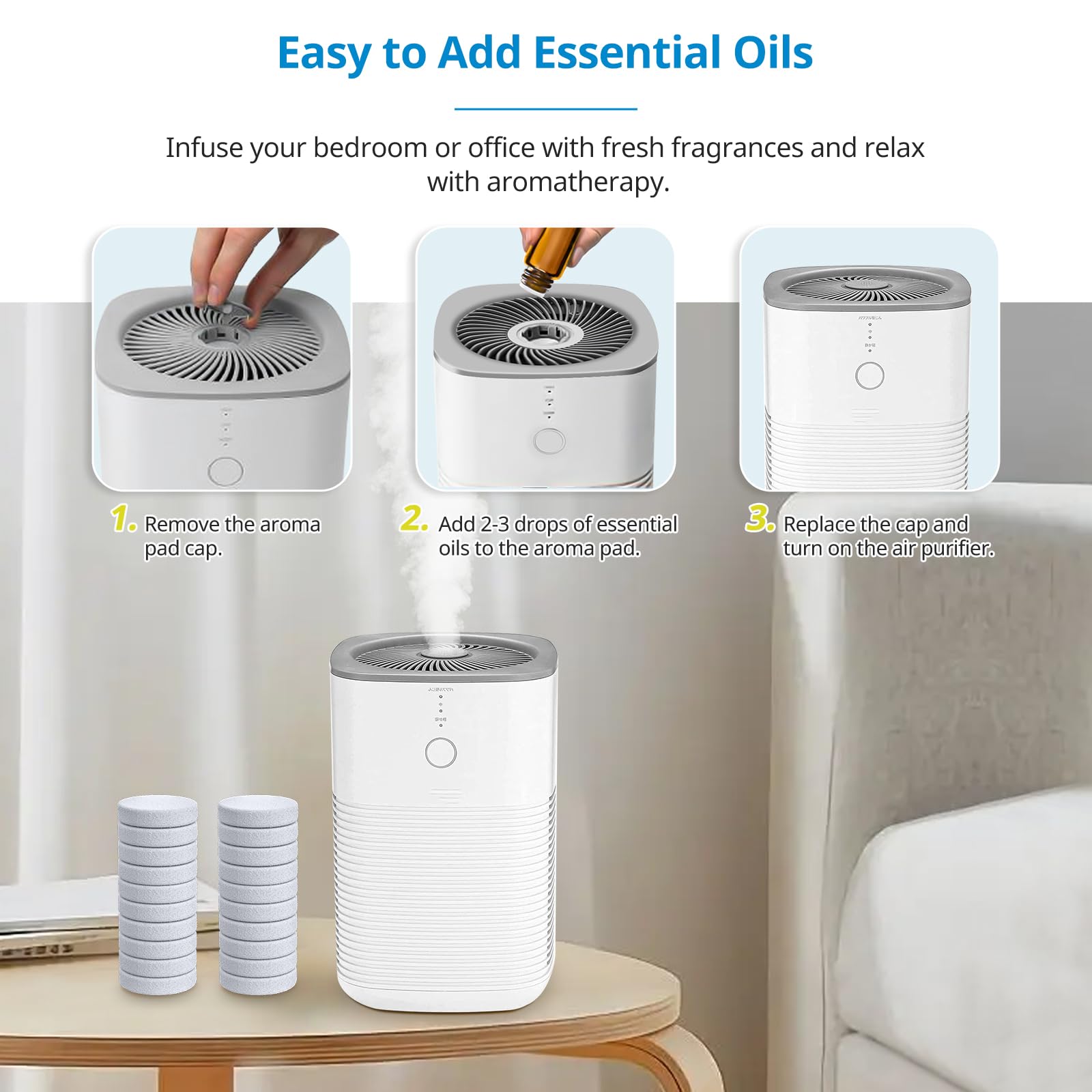 Isingo 20 Pack Core Mini Aroma Pads Replacement For Levoit Lv H128 Essential Oil Replacement Aromatherapy Refill Pads Compatible