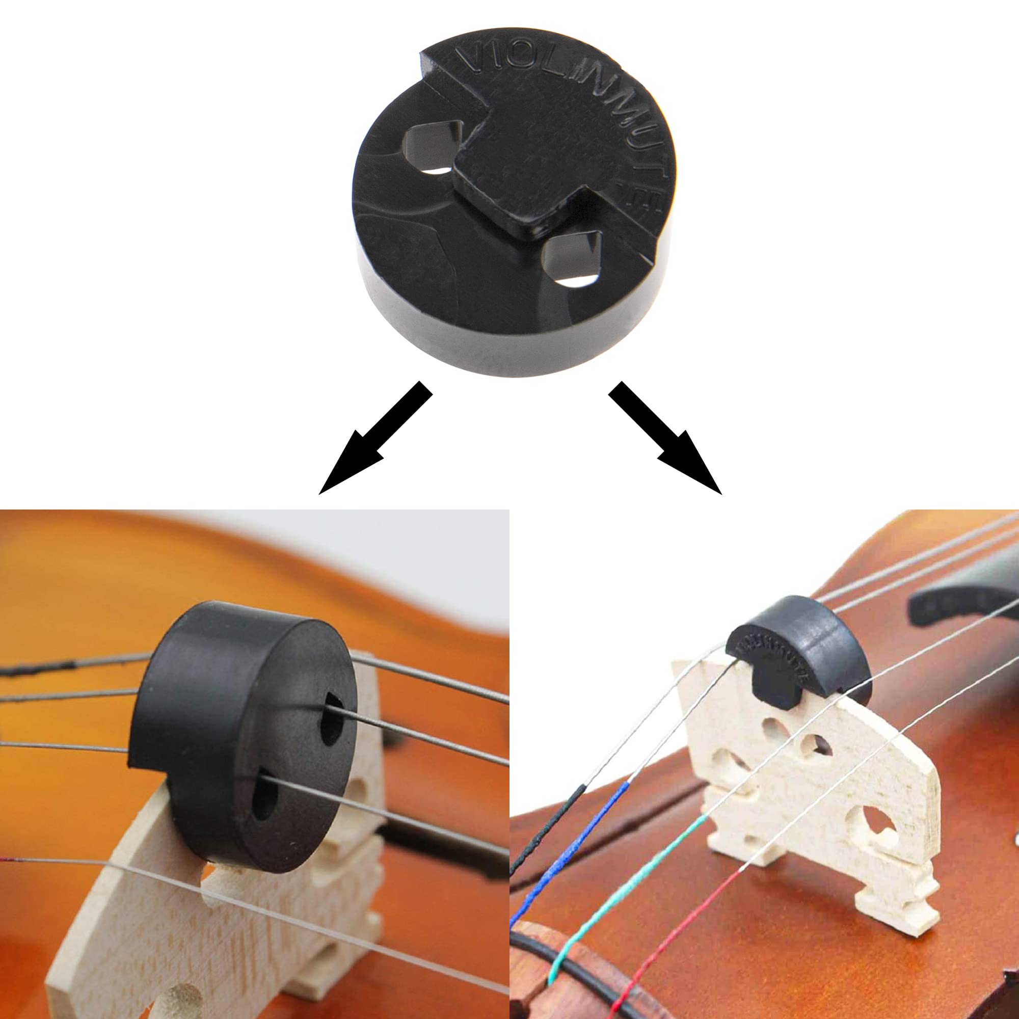 12Pcs Yootones Rubber Violin Practice Mute, Round Tourte Style Mute Compatible With Violin (Black)