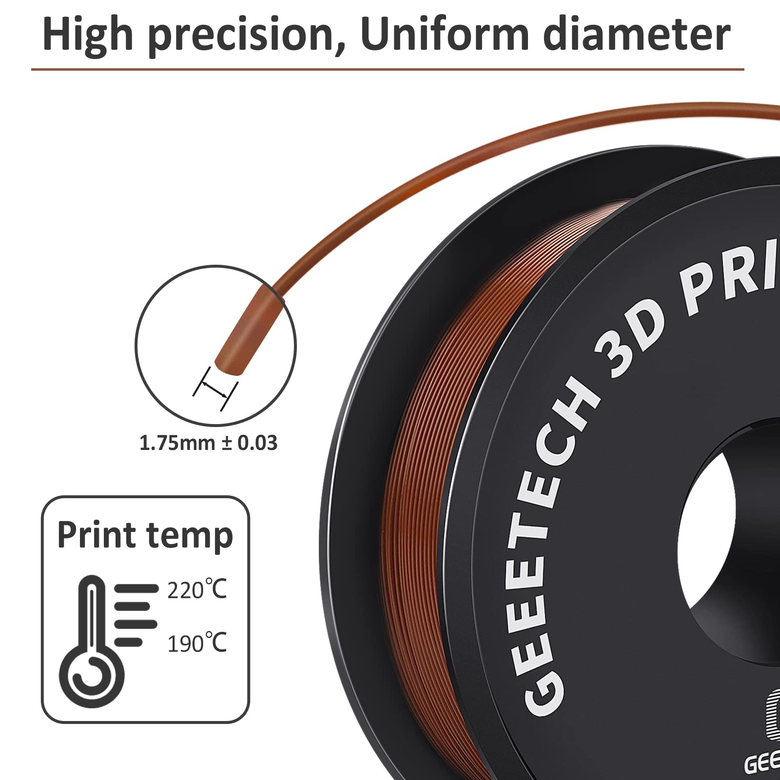 Pla Filament 1.75Mm, Geeetech 3D Printer Consumables, 1Kg Spool (2.2Lbs), Dimensional Accuracy +/- 0.03Mm, Fit Most Fdm Printer,