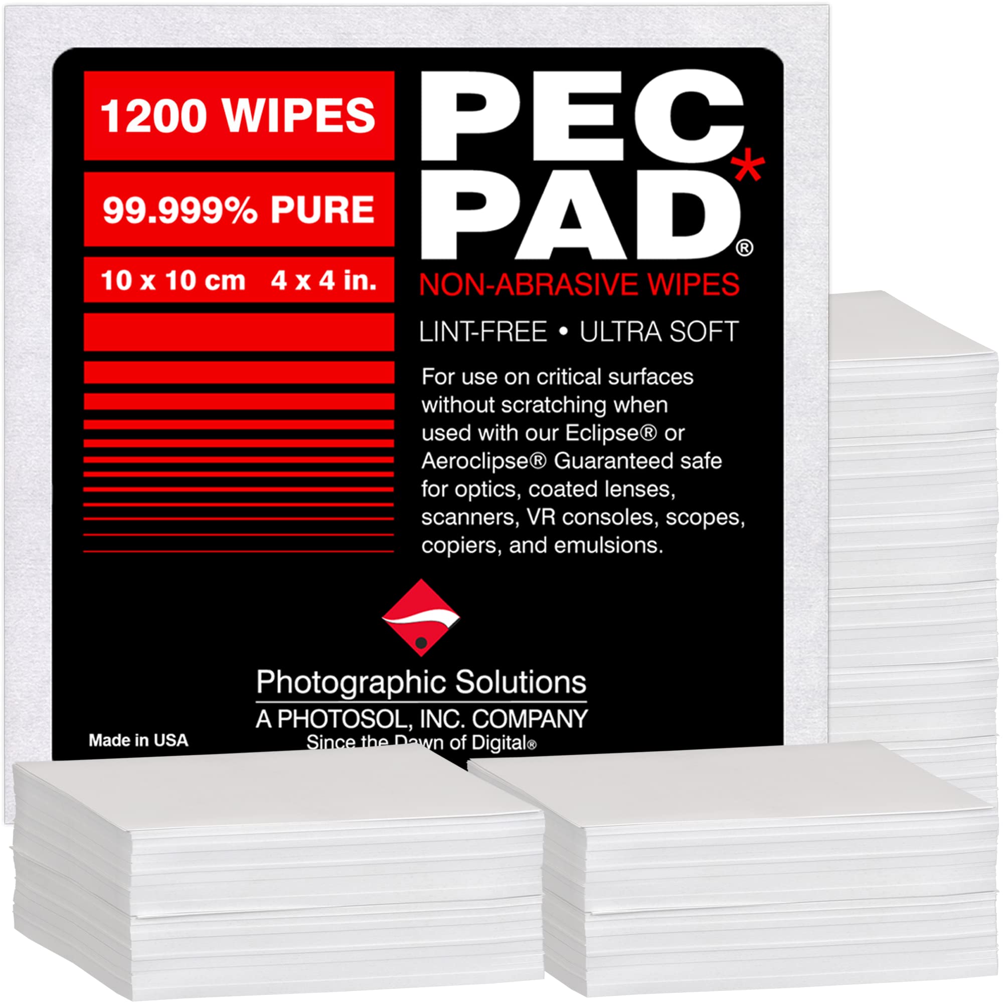 Pec Pad Lint Free Wipes 4   X4    Non Abrasive Ultra Soft Cloth For Cleaning Sensitive Surfaces Like Camera, Lens, Filters, Film