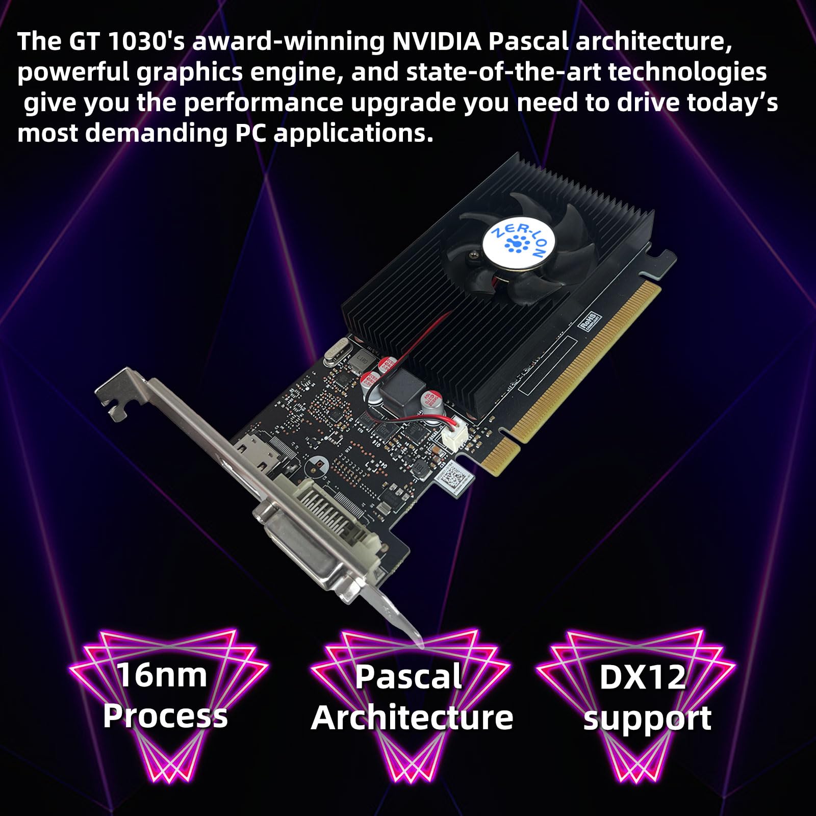 Zer Lon Geforce Gt 1030 4G Low Profile Graphics Card, Gddr4 64Bit, Hdmi/Dvi Ports Support Directx 12 Computer Gaming Video Card,