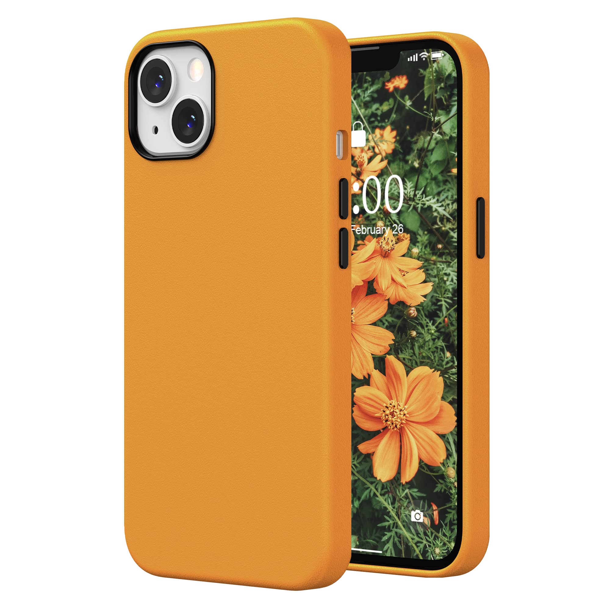 Surphy Faux Leather Case Compatible With Iphone 13 Case (6.1 Inch 2021), Pu Leather Phone Case (With Metallic Buttons & Microfib