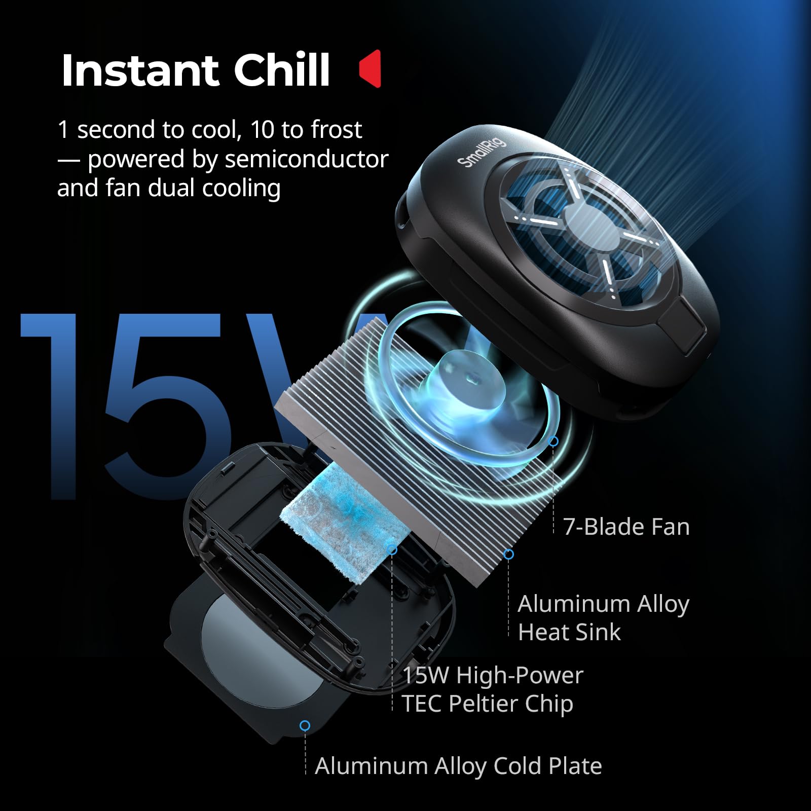 Smallrig Universal Hyper Chill Cooling Phone Cage For Iphone 17 16/Android, With 15W Active Cooler & 2-In-1 Usb-C Adapter & Powe